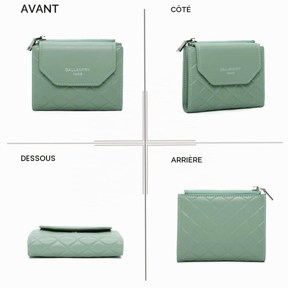 Gallantry Accessoires portefeuille matelassé vert d'eau 12 cm