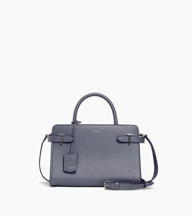 Le Tanneur Emilie sac cuir grainé bleu acier moyen 3 compartiments