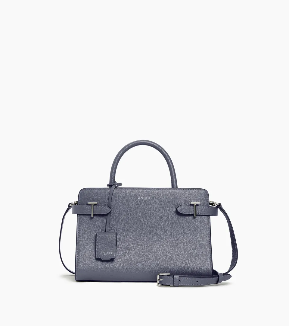 Le Tanneur Emilie sac cuir grainé bleu acier moyen 3 compartiments