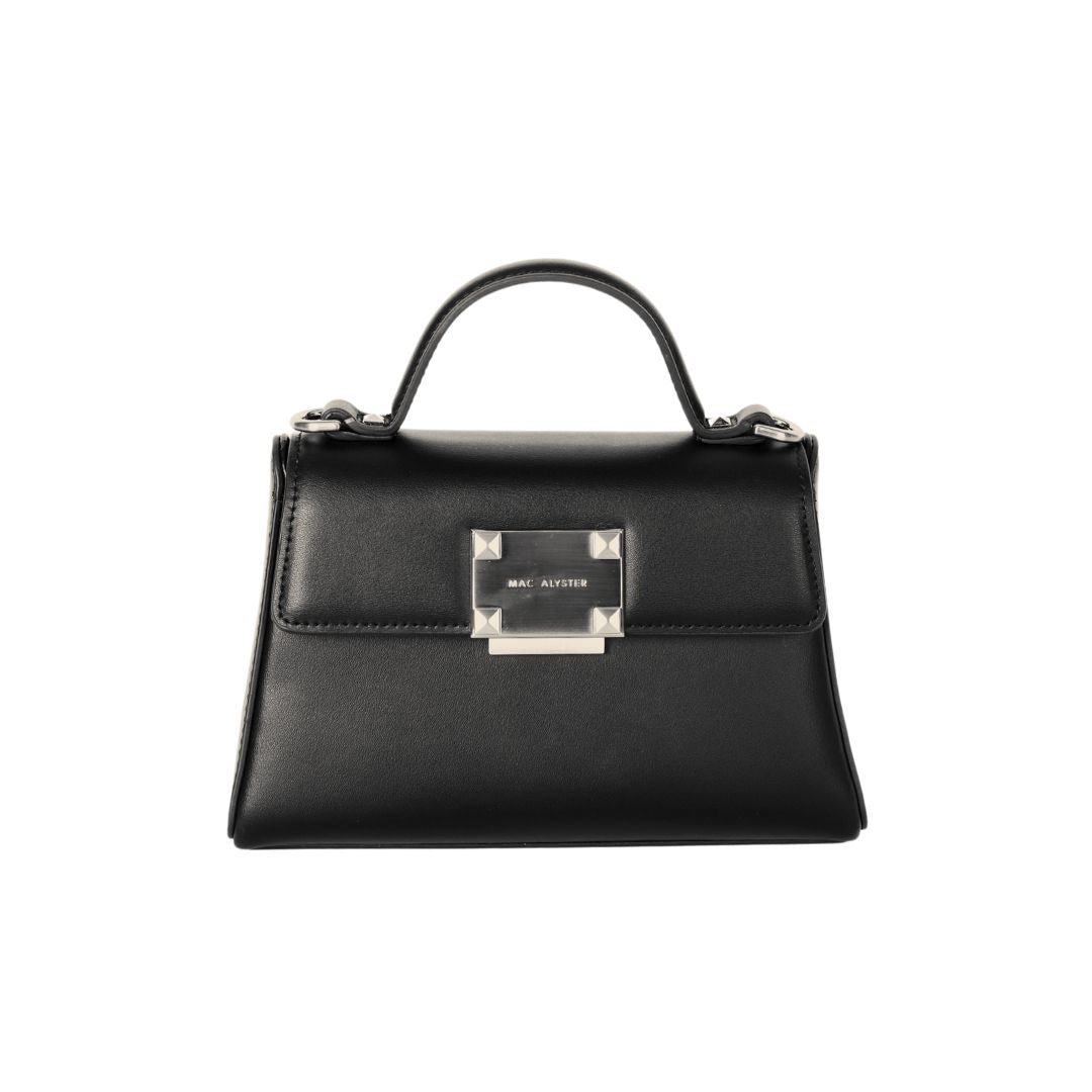 Mac Alyster Mélyssa mini sac cuir noir silver soirée