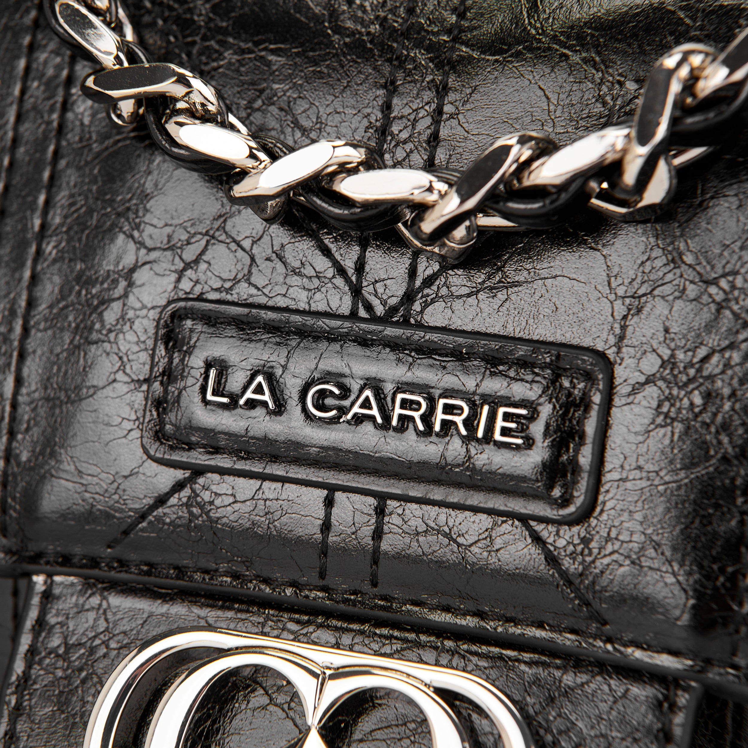 La Carrie Atena Spiderweb sac shopping noir PU 22x12x14cm