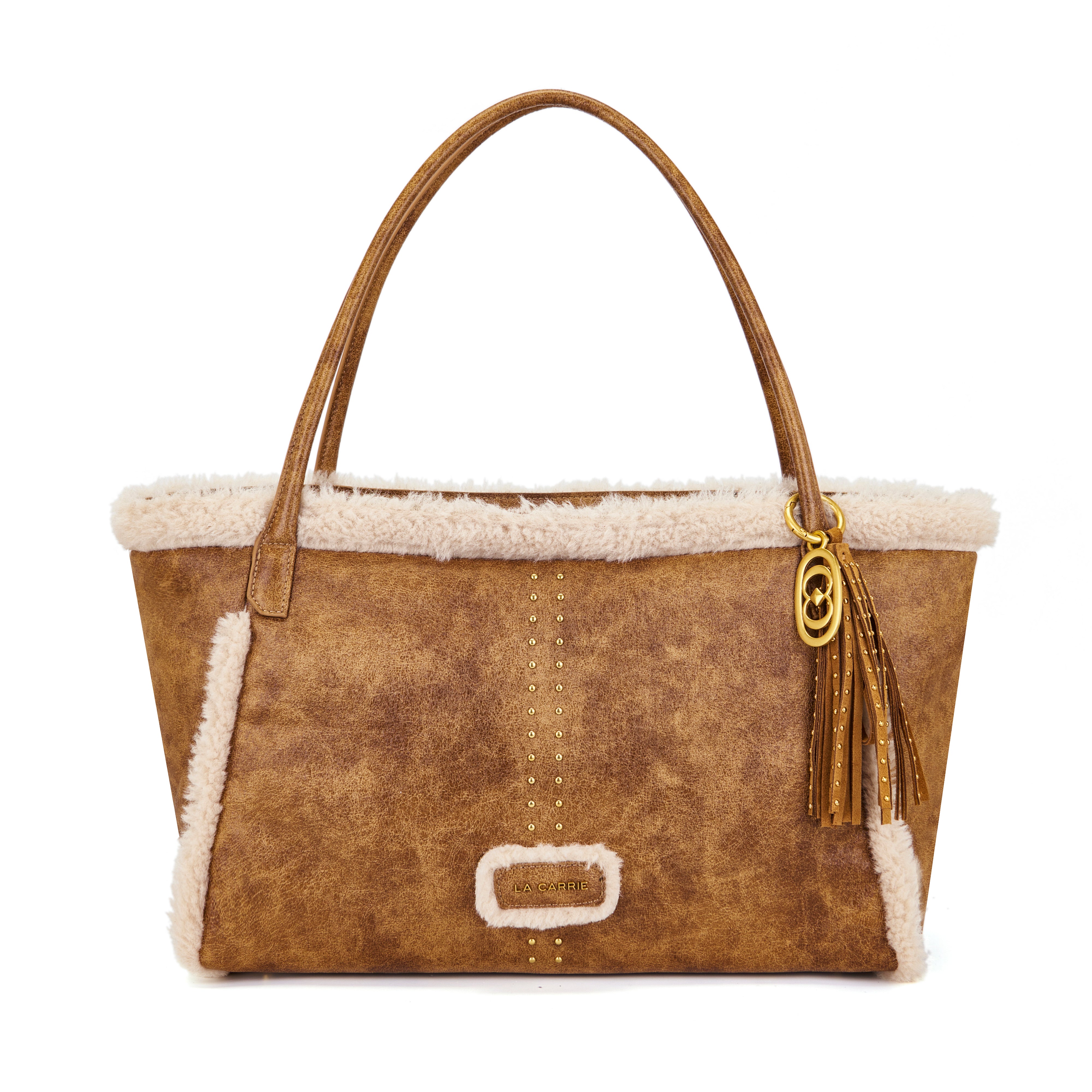 La Carrie Warmtouch sac shopping cuoio eco-mouton 46x14x25cm