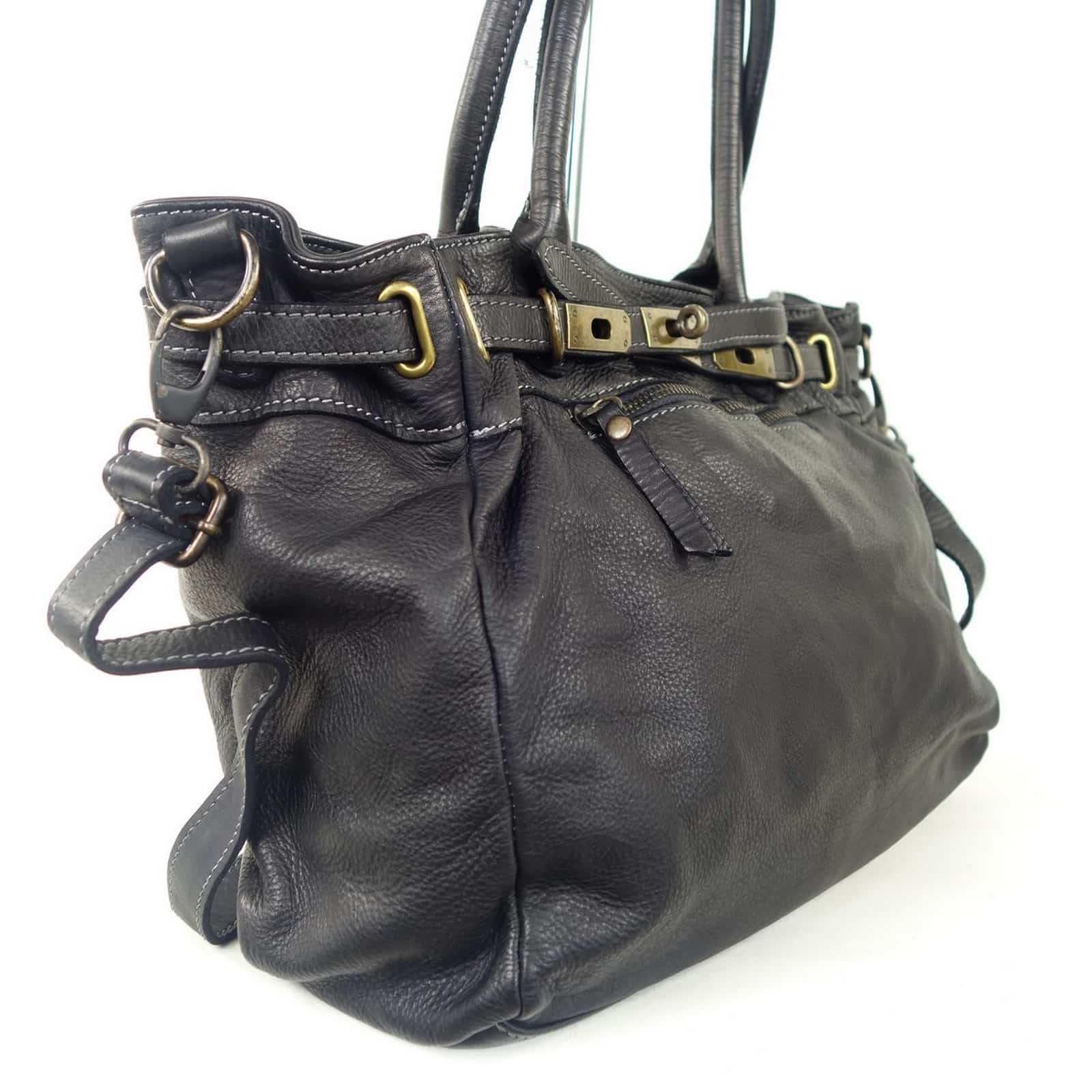 Collection Esprit Cuir MATILDA grand sac cuir noir vintage