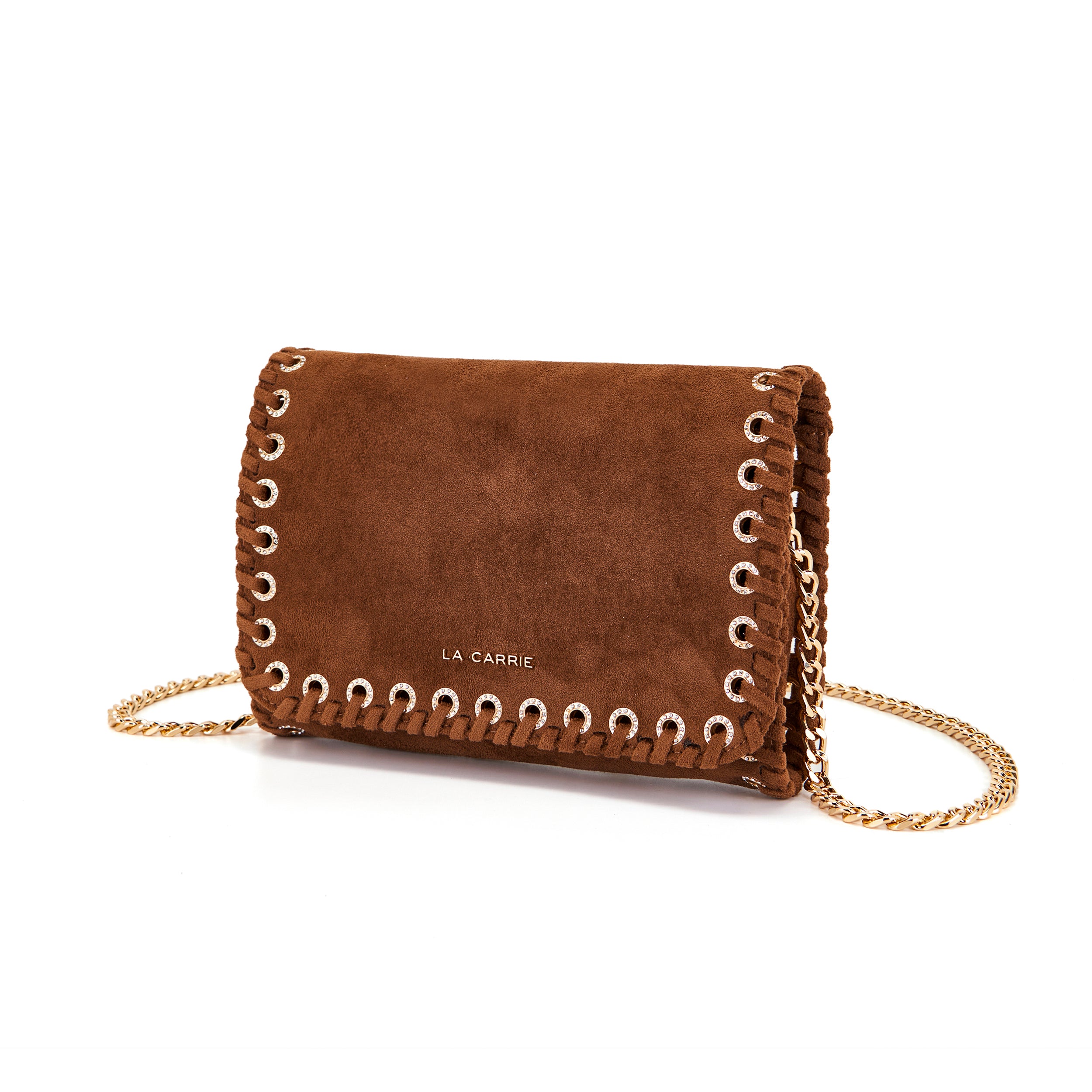 La Carrie Capsule sac bandoulière marron suède tressé