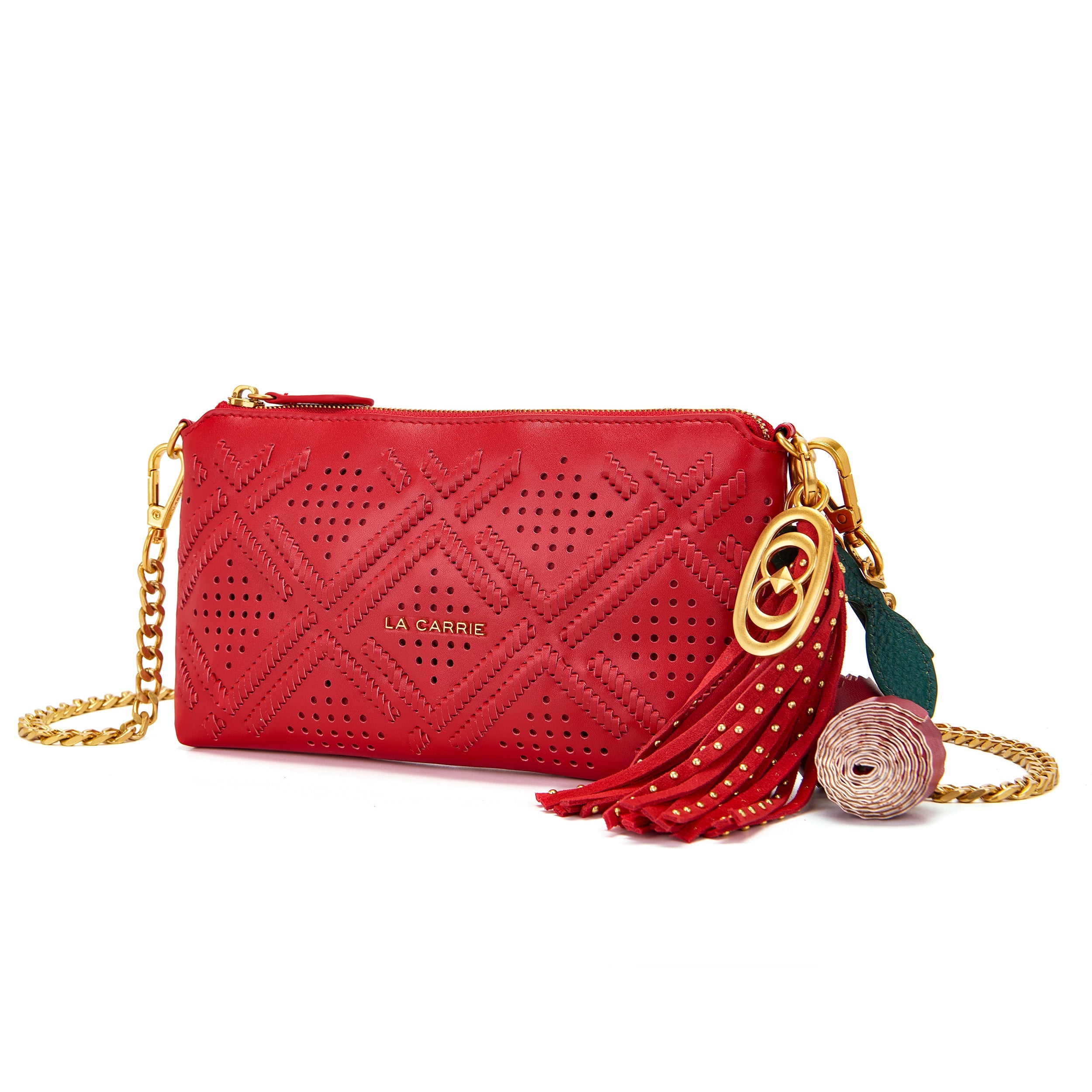 La Carrie Labyrinth portefeuille cuir rouge 25x4