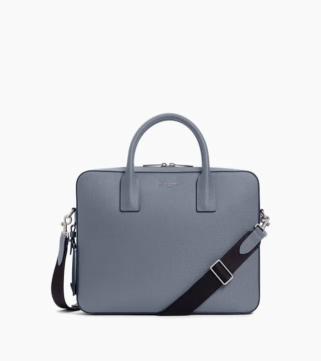 Le Tanneur Emile porte-documents slim 14" cuir Steel Blue