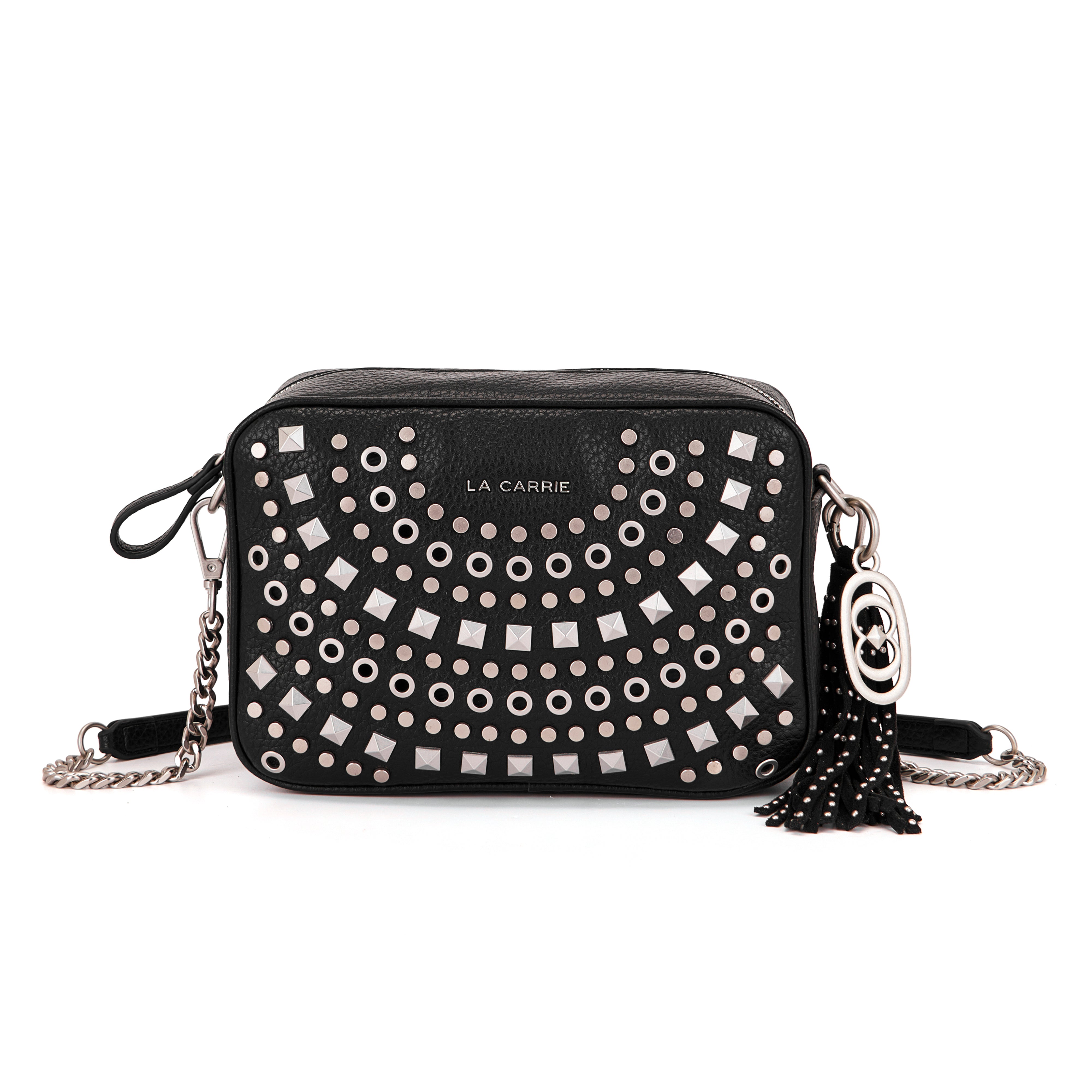 La Carrie Solid sac à main noir clouté chaîne