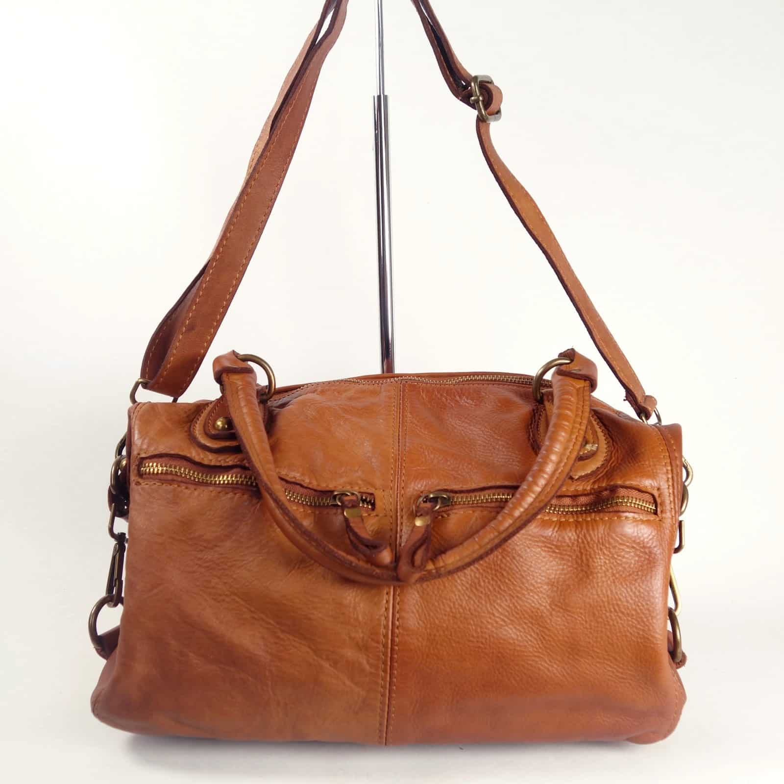 Collection Esprit Cuir ANGELA sac épaule cuir naturel A4
