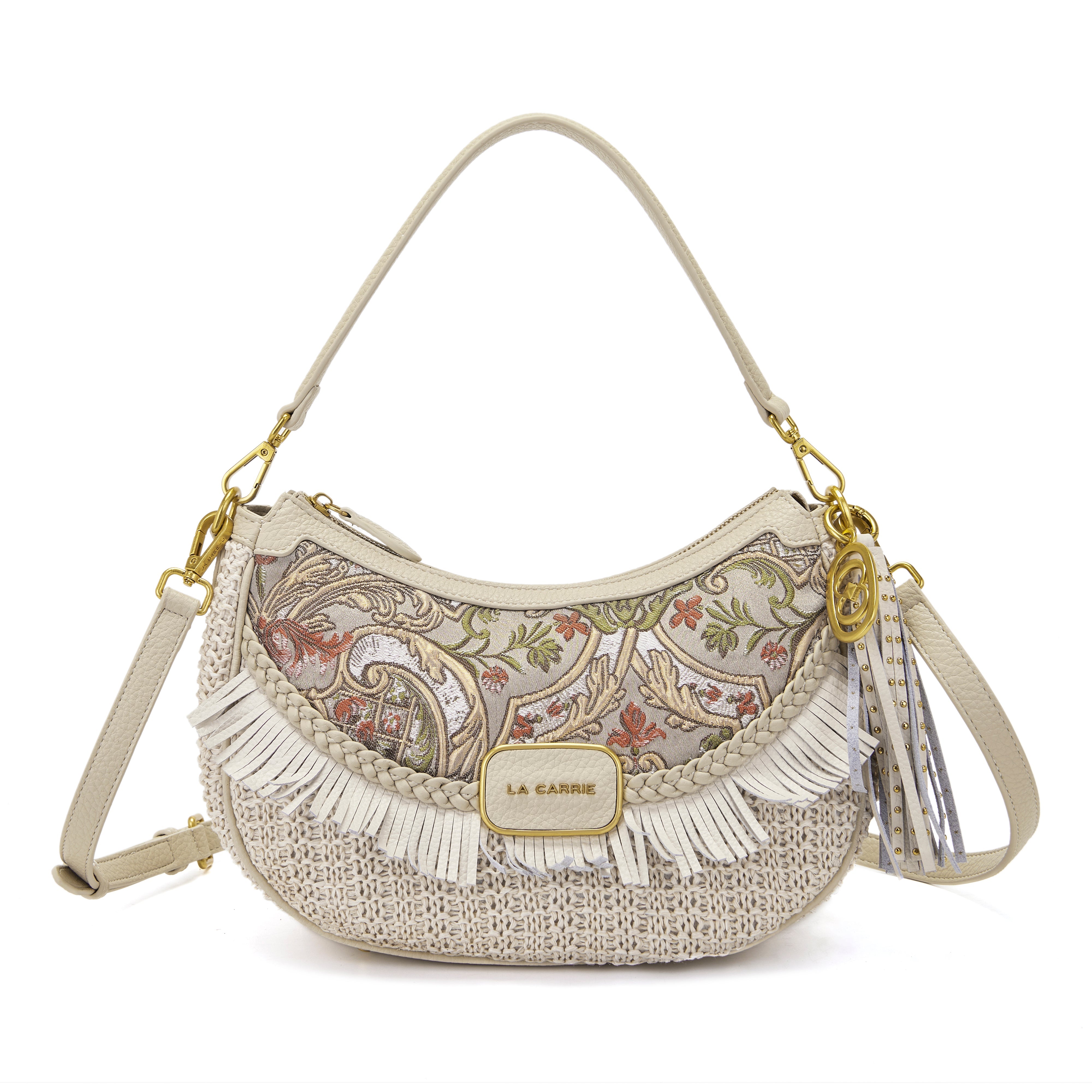 La Carrie Arabesque sac bandouliere beige raffia