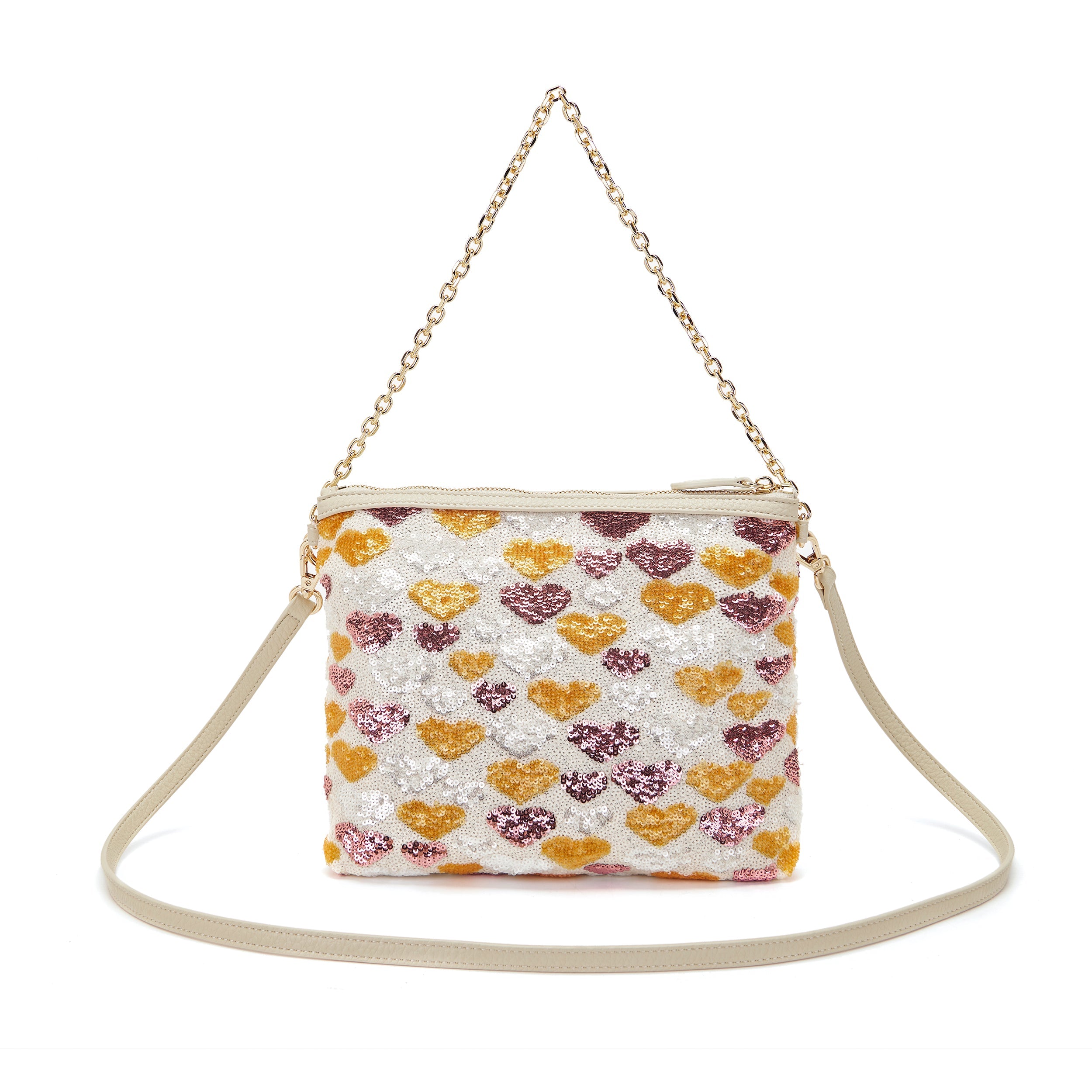 La Carrie Night Edition sac épaule ivory paillettes 25cm