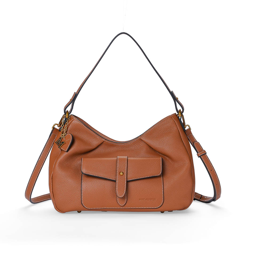 MAC ALYSTER ODALIA sac besace Marron Cognac cuir 31 cm
