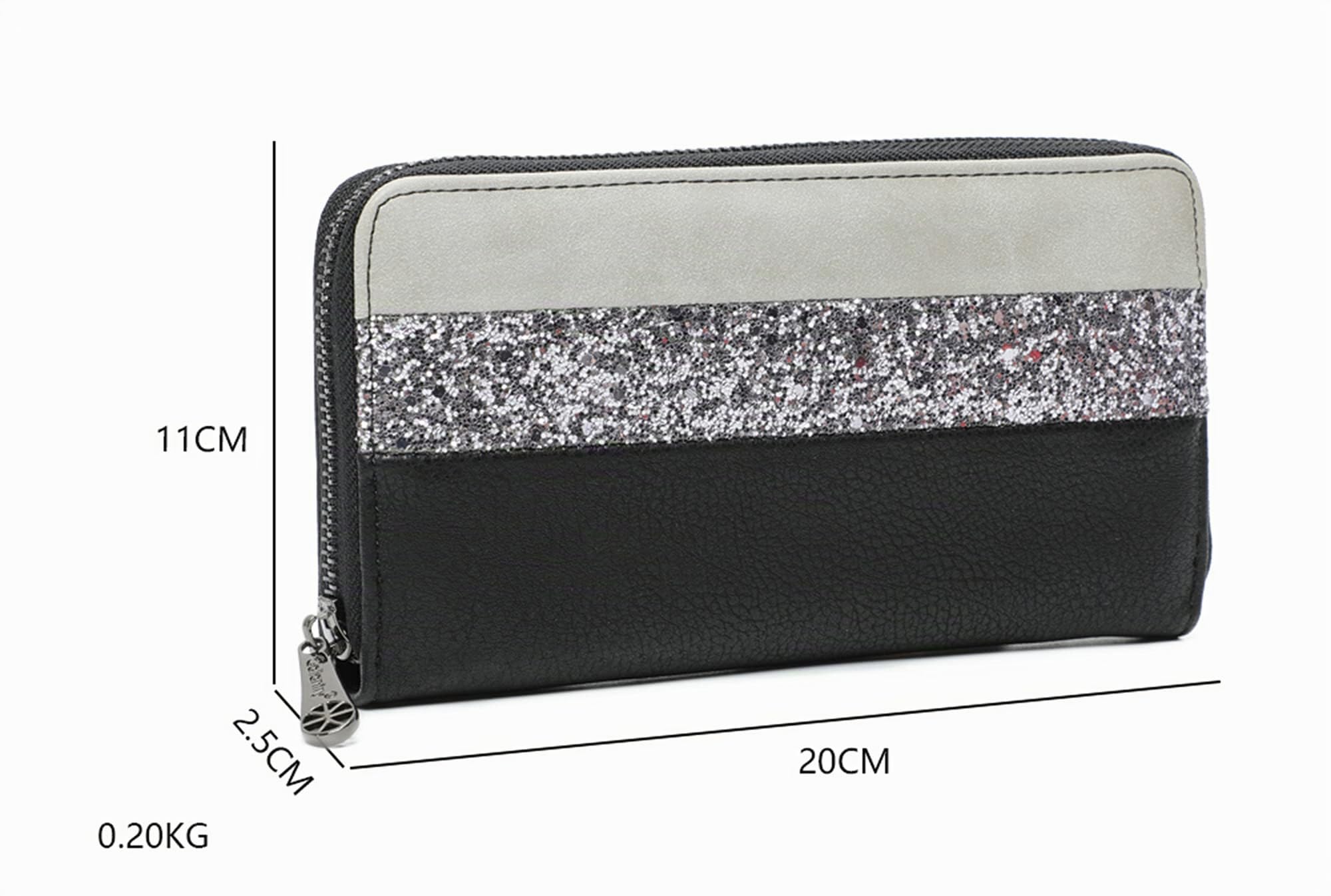 Gallantry Accessoires compagnon long gris noir paillettes 20 cm