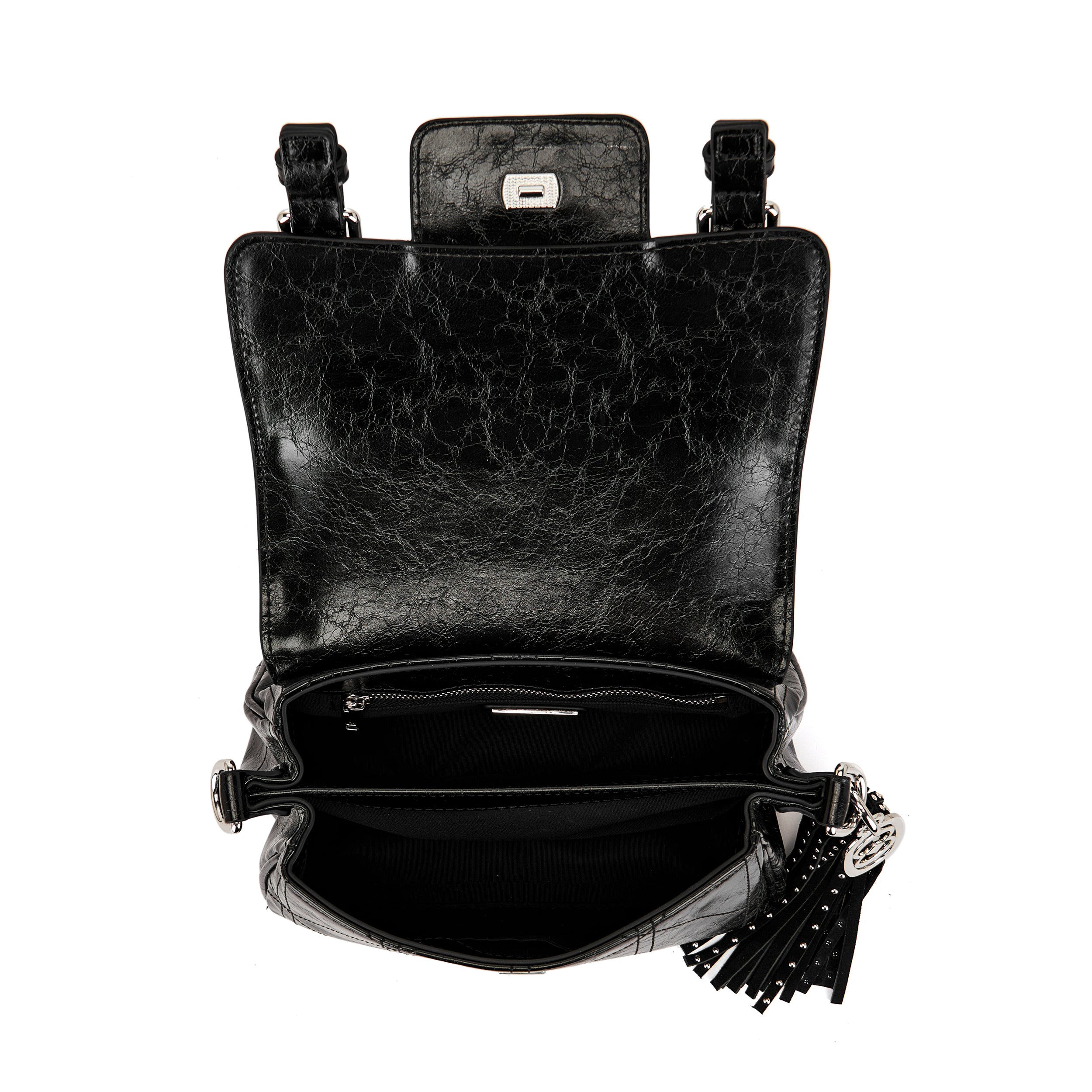 La Carrie Atena Spiderweb sac shopping noir PU 22x12x14cm