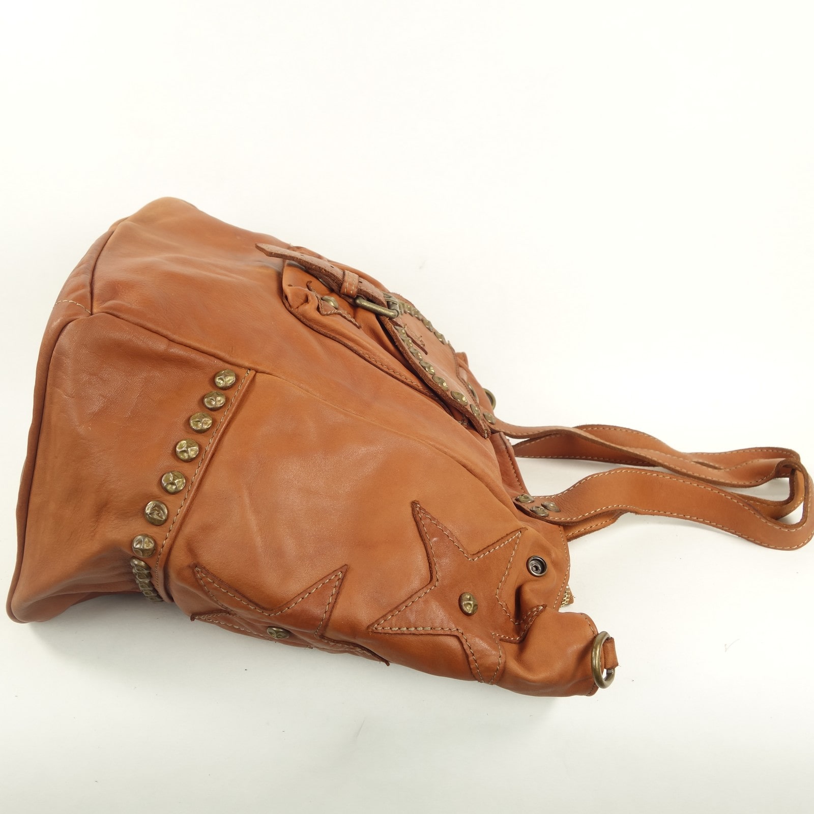 Collection Esprit Cuir Lili grand cabas XL naturel cuir clouté