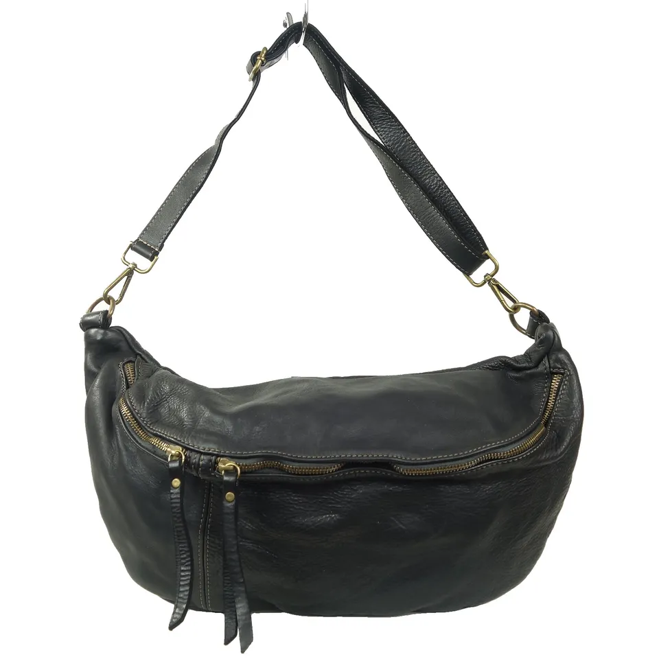 Collection Esprit Cuir OLIVER sac banane cuir noir XL vintage