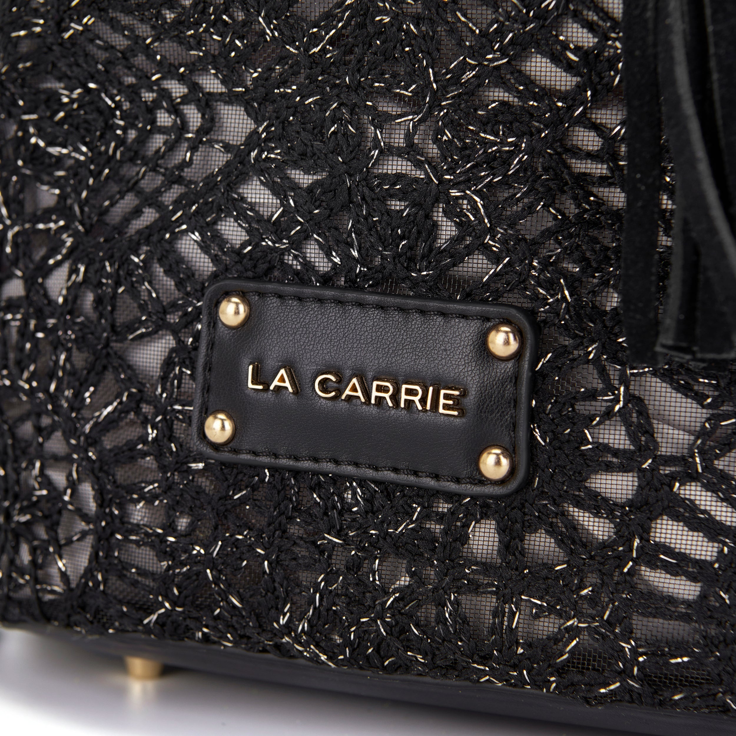 La Carrie Versailles Sac Seau Noir Brodé Tressé 24x17x26 cm