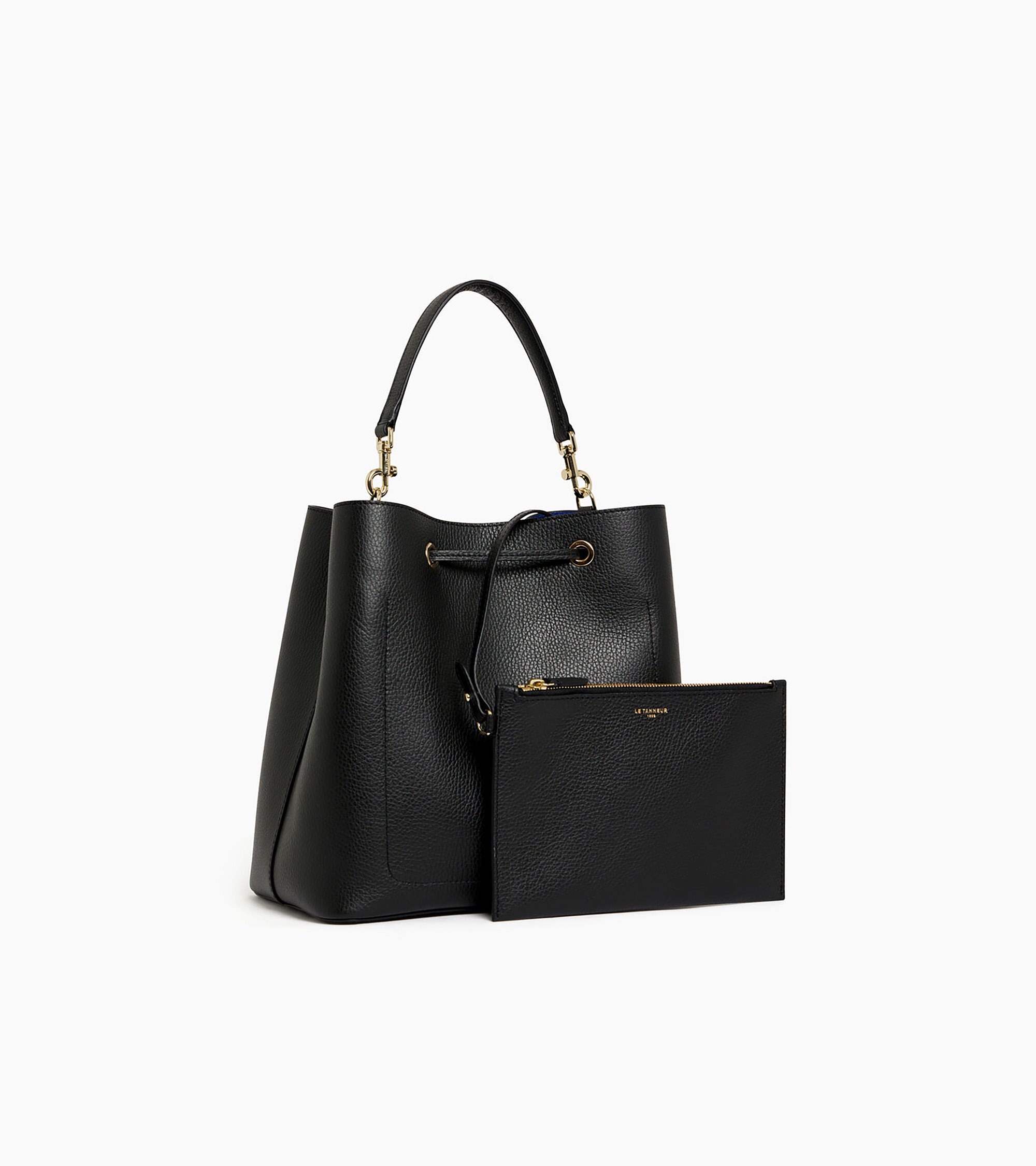 Le Tanneur Louise Grand Sac Seau Cuir Grainé Noir