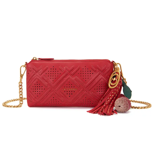 La Carrie Labyrinth portefeuille cuir rouge 25x4