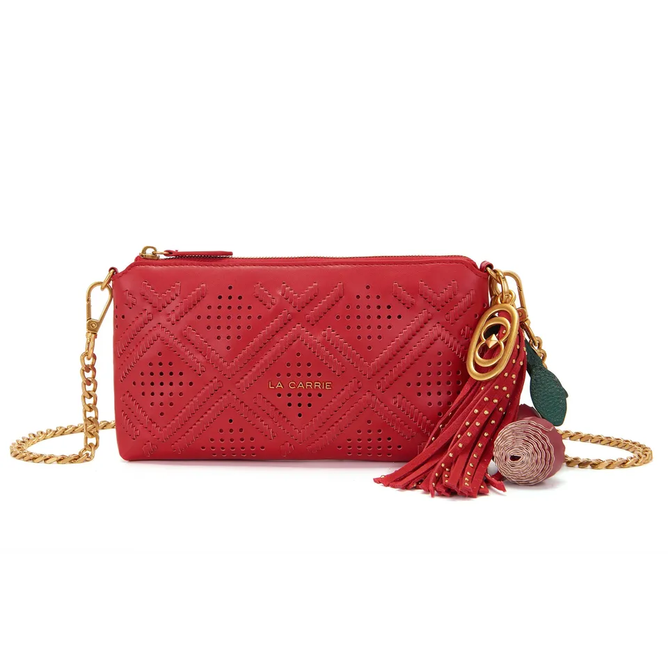 La Carrie Labyrinth portefeuille cuir rouge 25x4