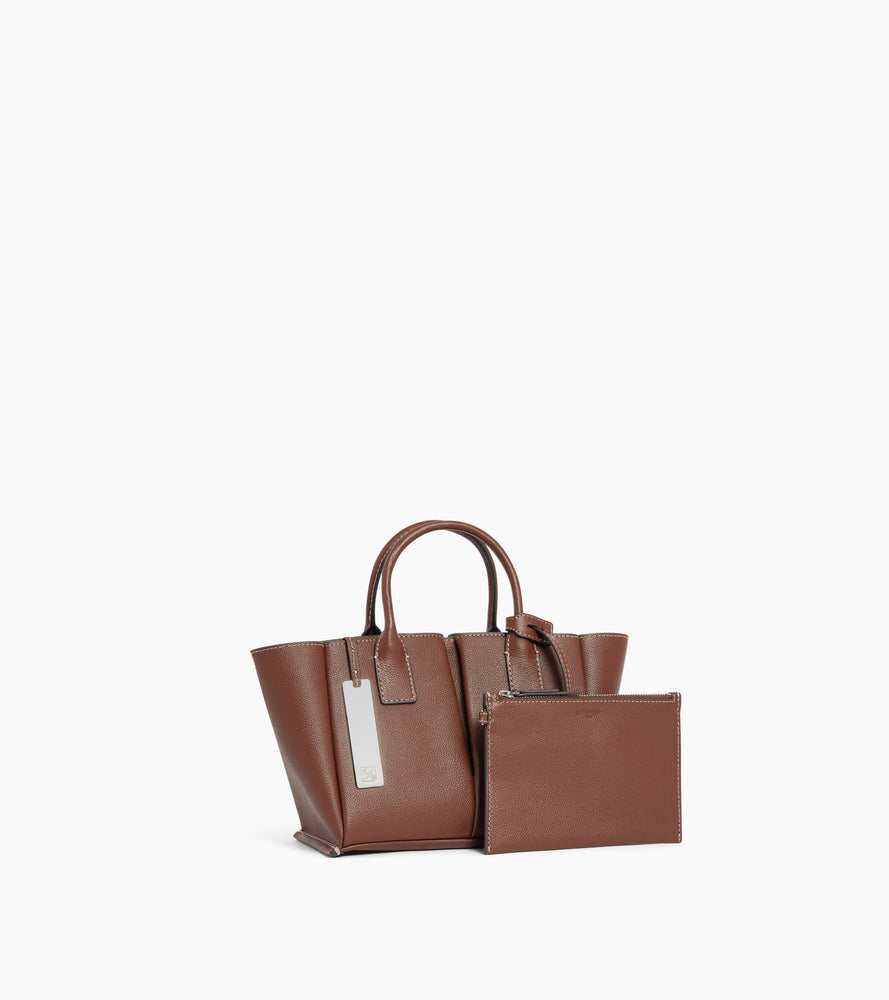 Le Tanneur Elena petit sac cuir grainé pochette miroir