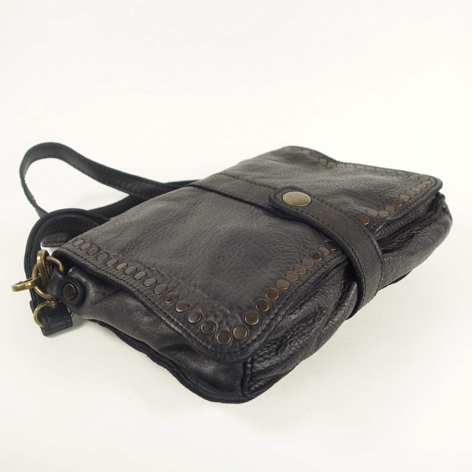 Collection Esprit Cuir Sac pochette GENA mini sac cuir noir bandoulière