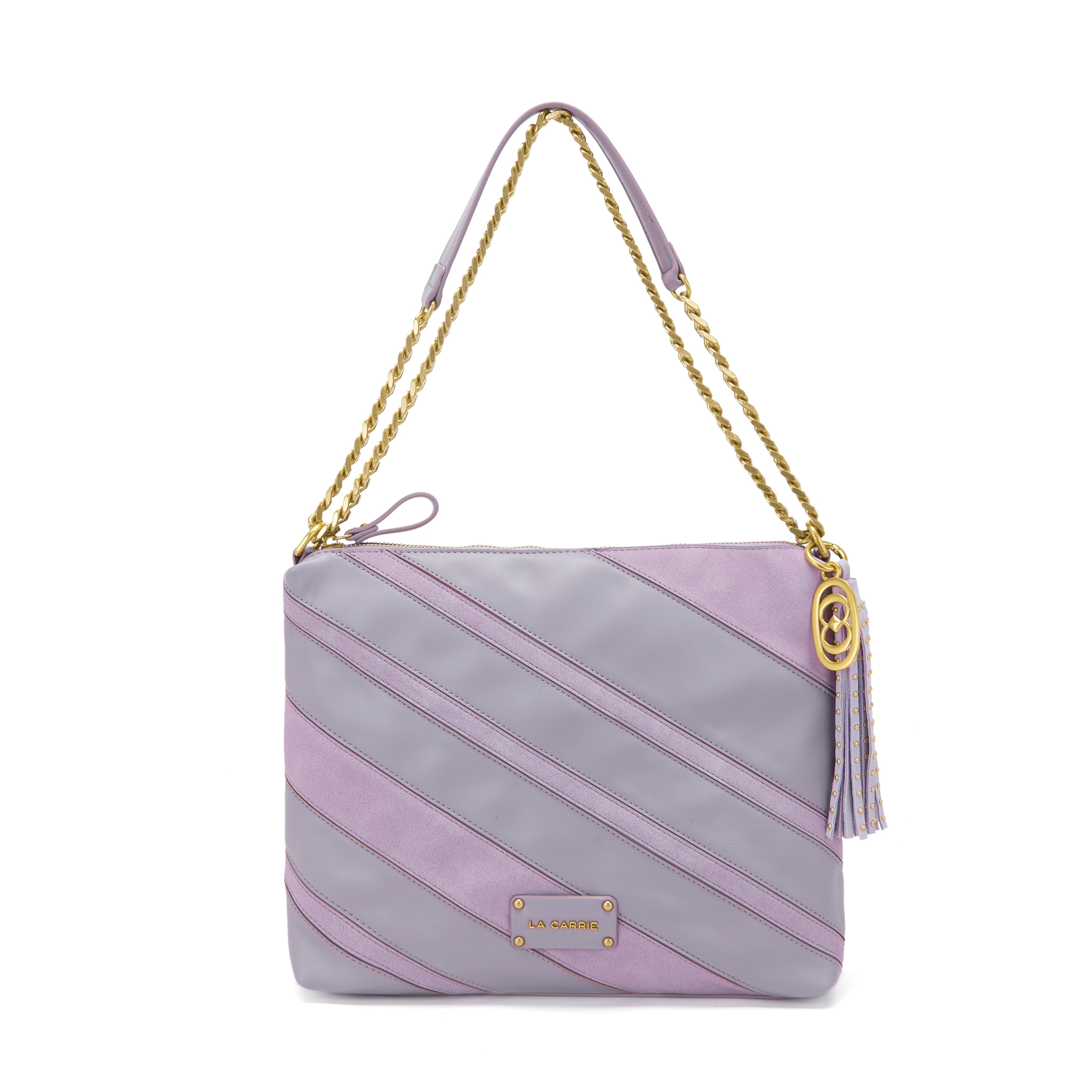 La Carrie Stripes Sac Épaule Lavande PU Daim 31x10x22 cm
