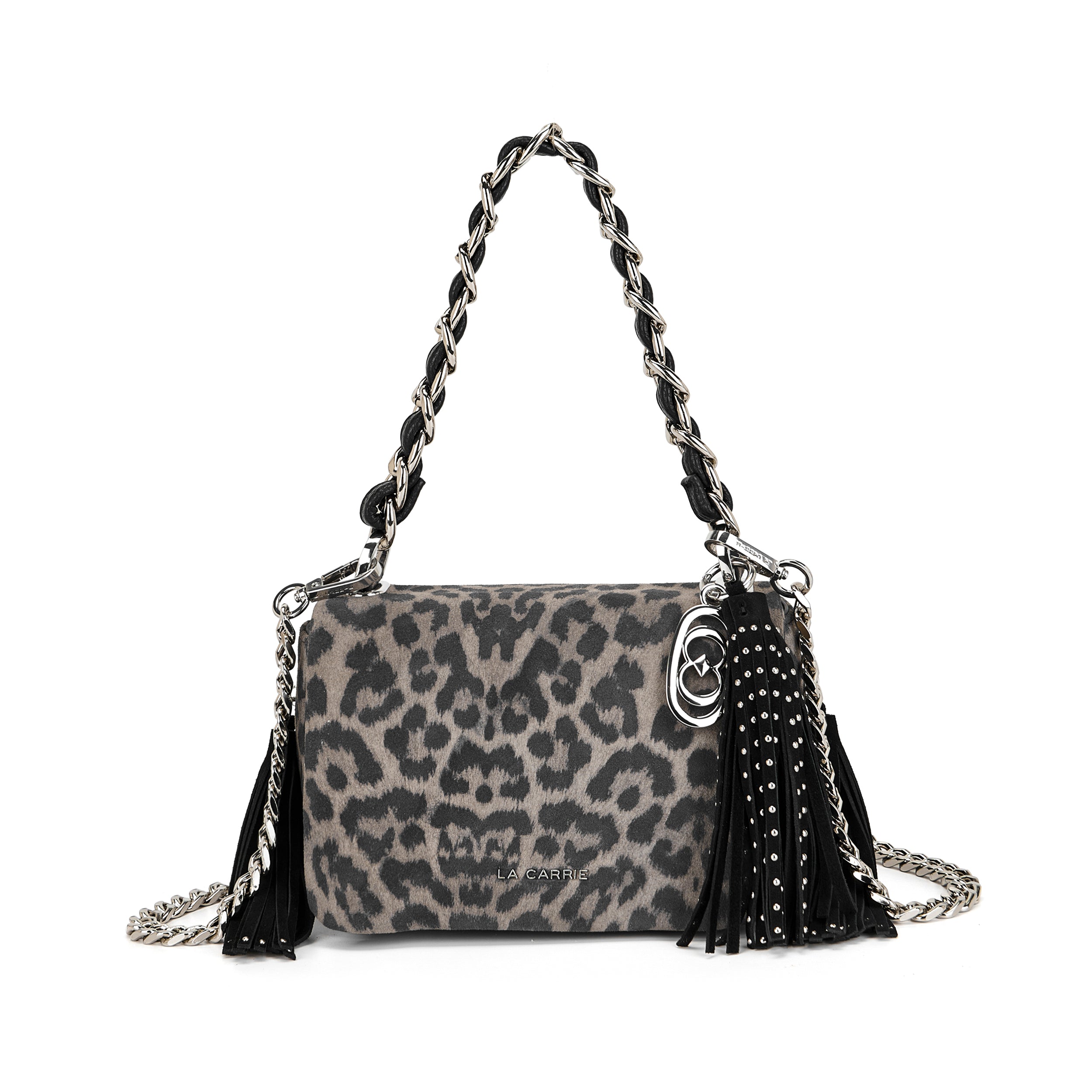 La Carrie Isabel Lio sac épaule gris suède animalier