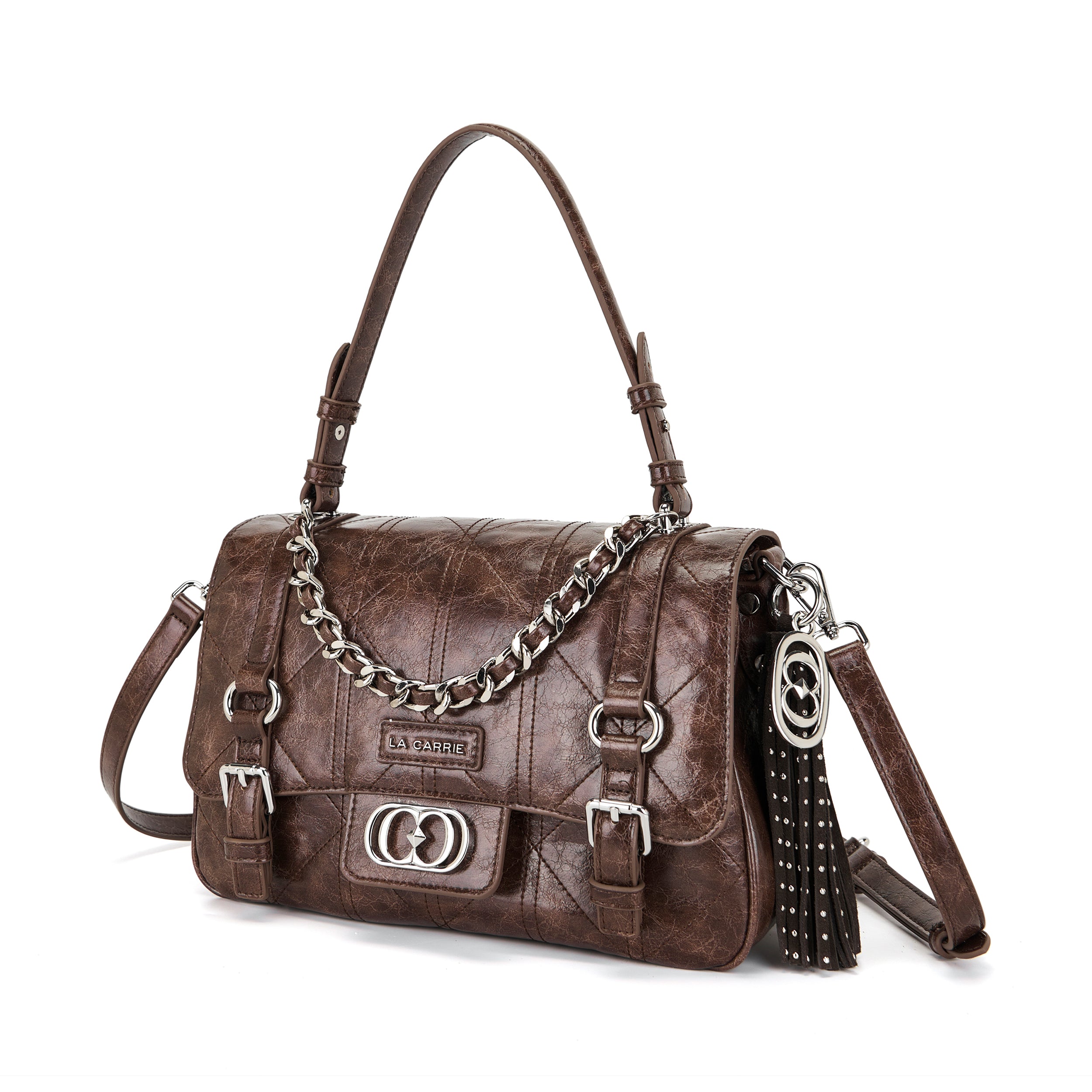 La Carrie Atena Spiderweb sac shopping marron PU