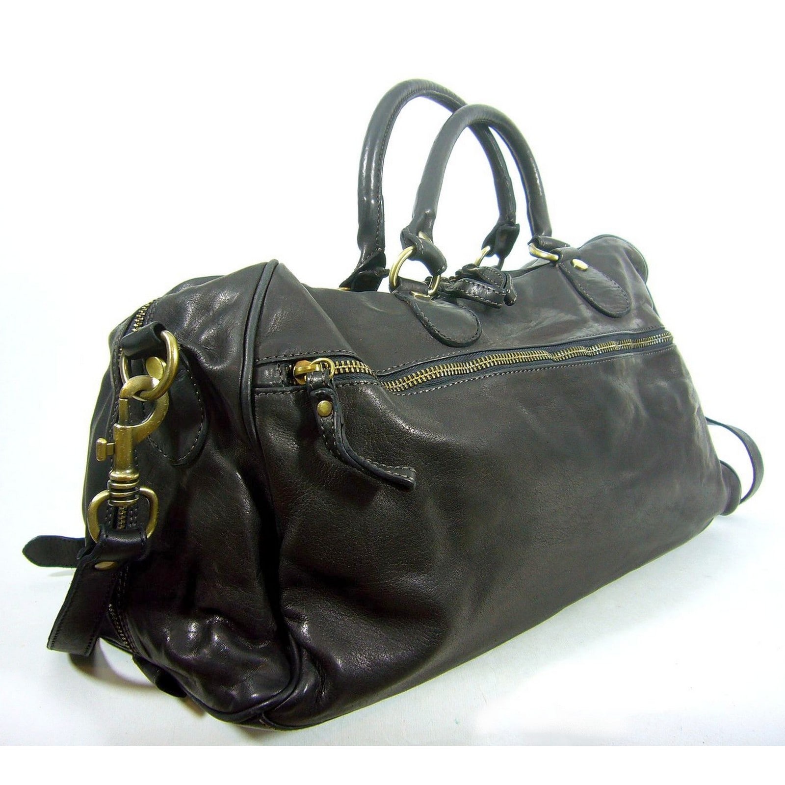 Collection Esprit Cuir FABIO sac 24h cuir noir polochon