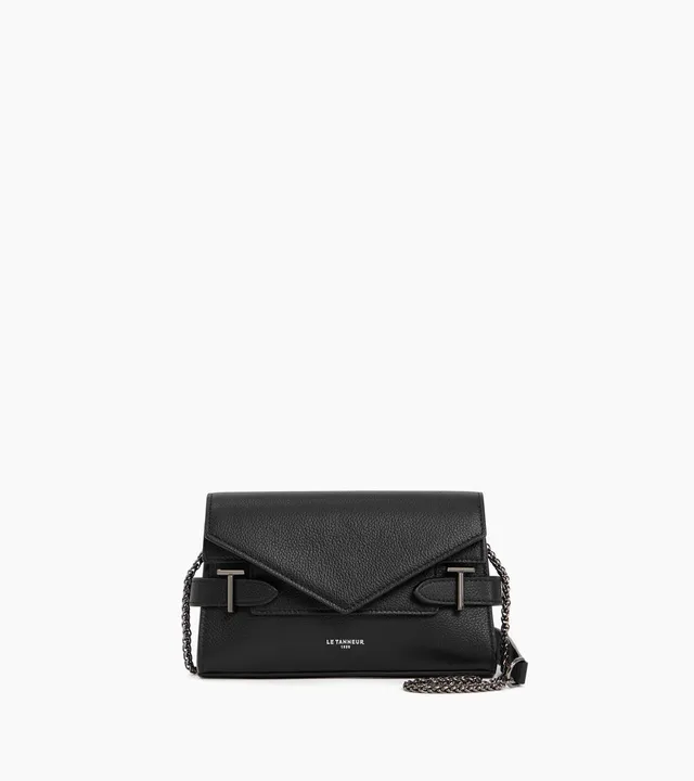 Le Tanneur Emilie pochette cuir grainé noir Black