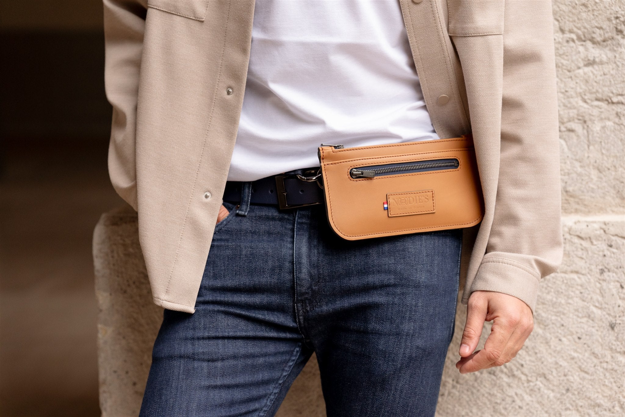 Nodie's Madenn Camel lisse sac banane homme cuir