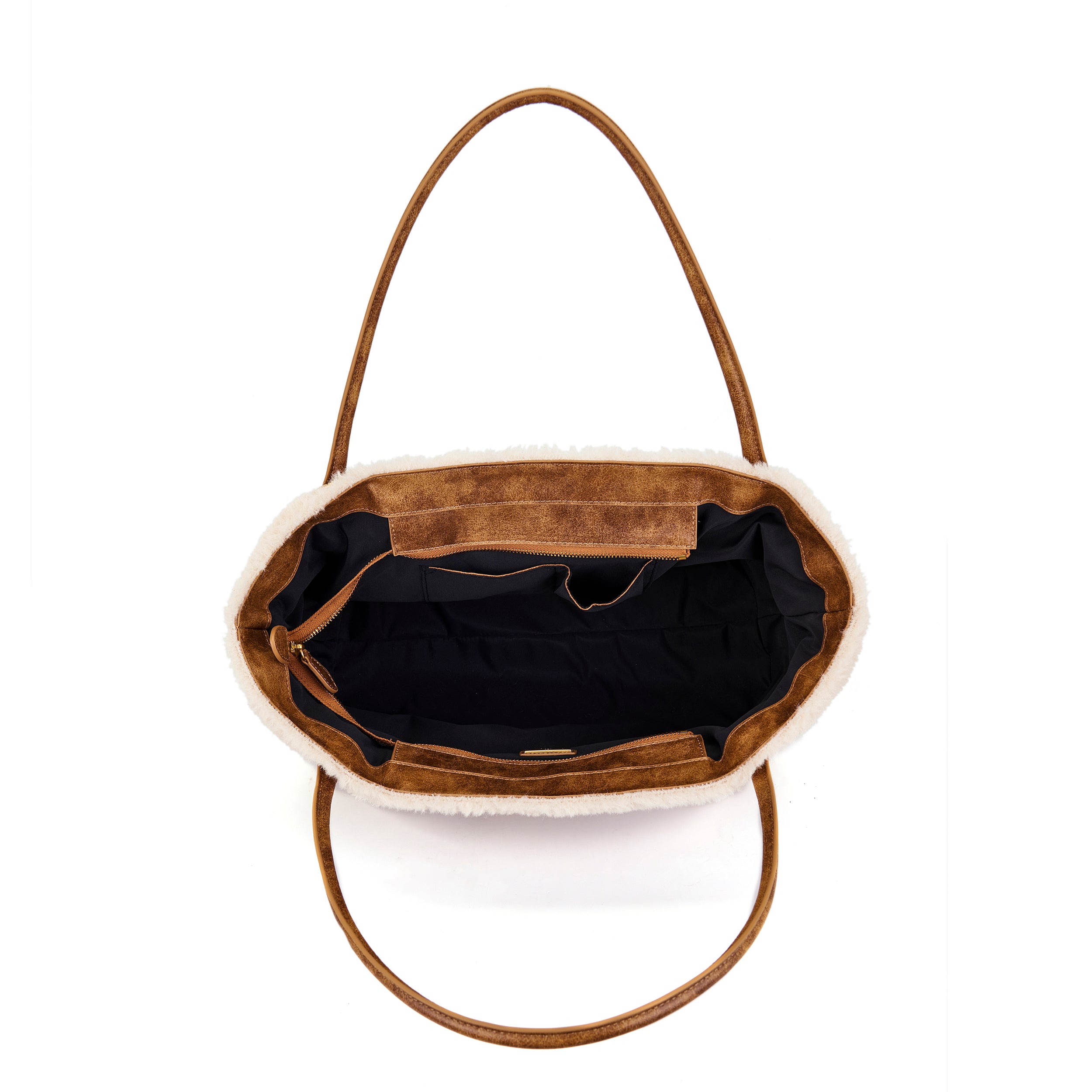 La Carrie Warmtouch sac shopping cuoio eco-mouton 46x14x25cm