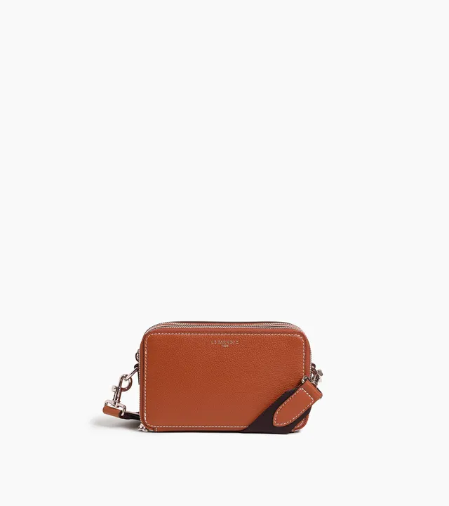 Le Tanneur Emile Petite Sacoche Cuir Acajou 2 Zip