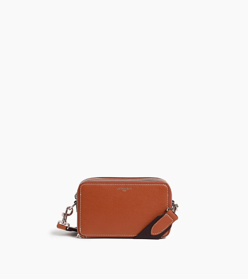 Le Tanneur Emile Petite Sacoche Cuir Acajou 2 Zip