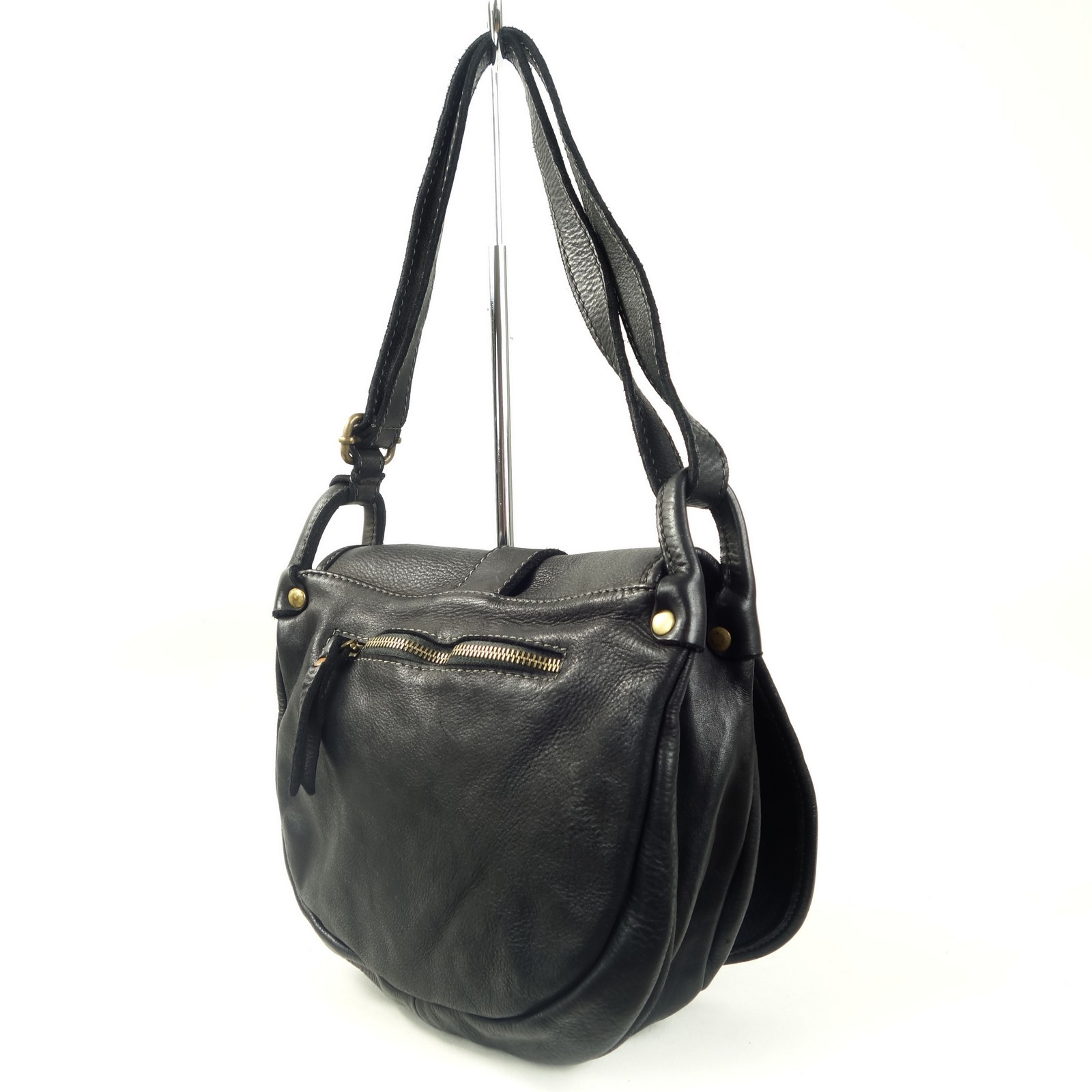 Collection Esprit Cuir Giulia sac besace noir cuir vintage