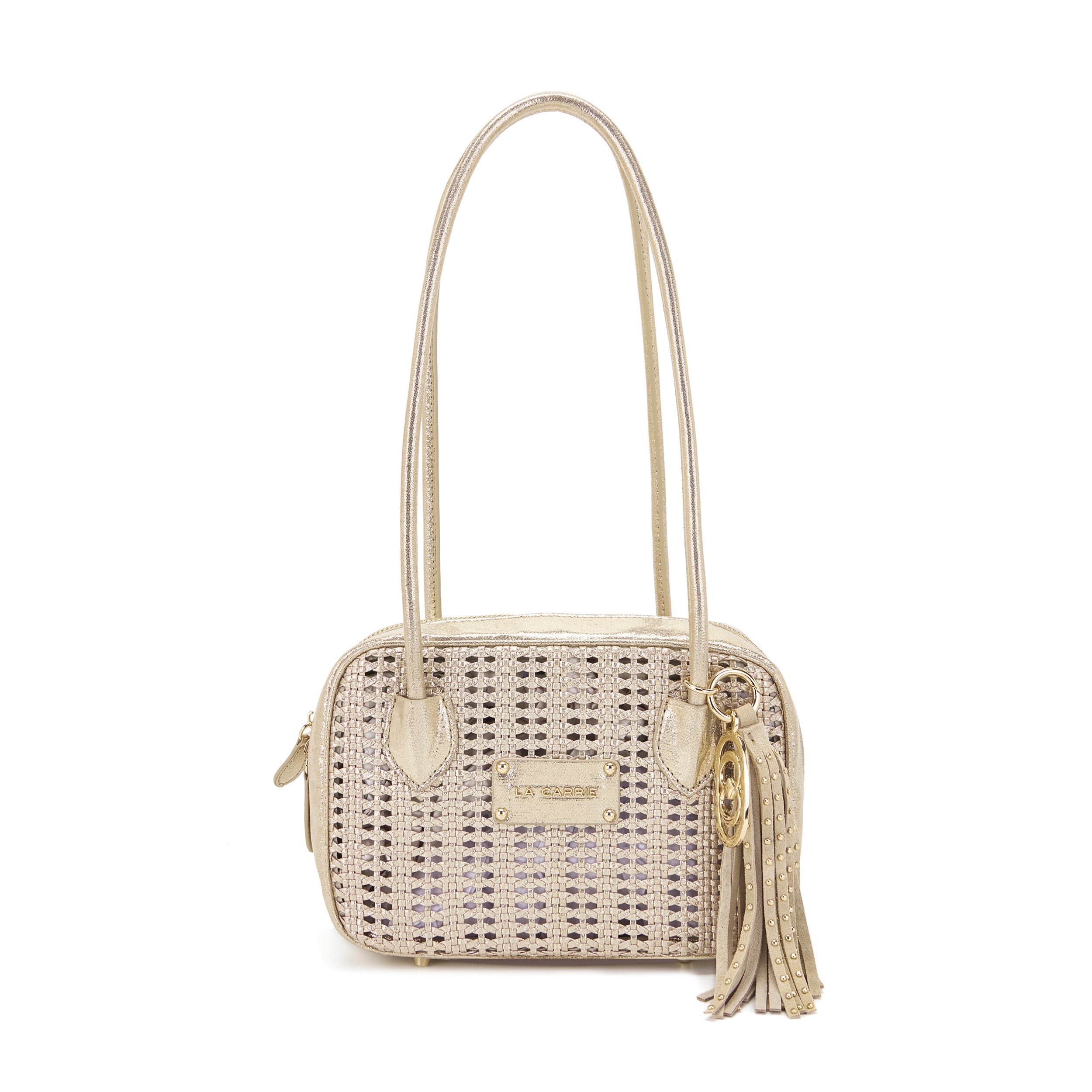 La Carrie Bag Woven sac à main doré 23x9x15cm