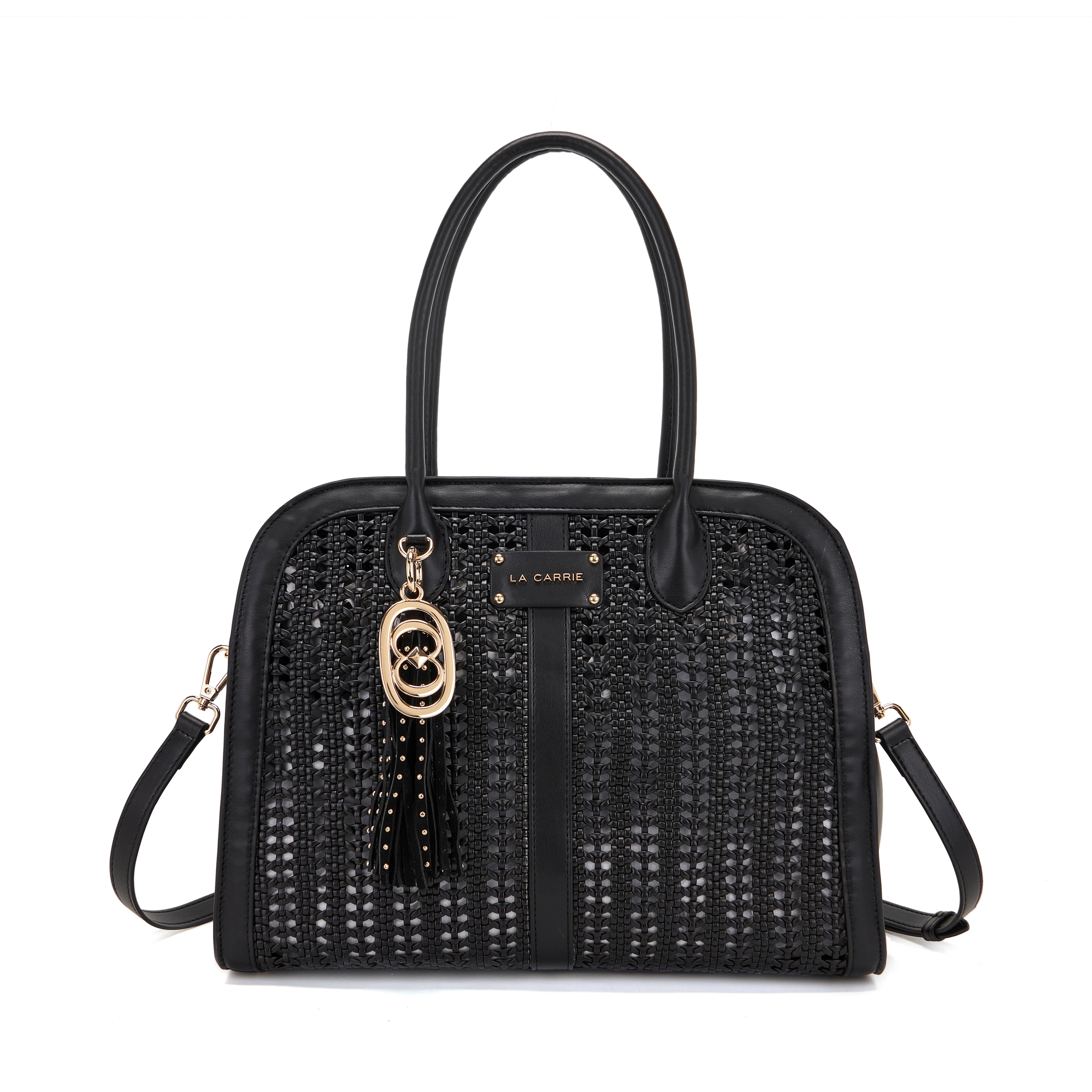 La Carrie Woven sac cabas noir tressé grand