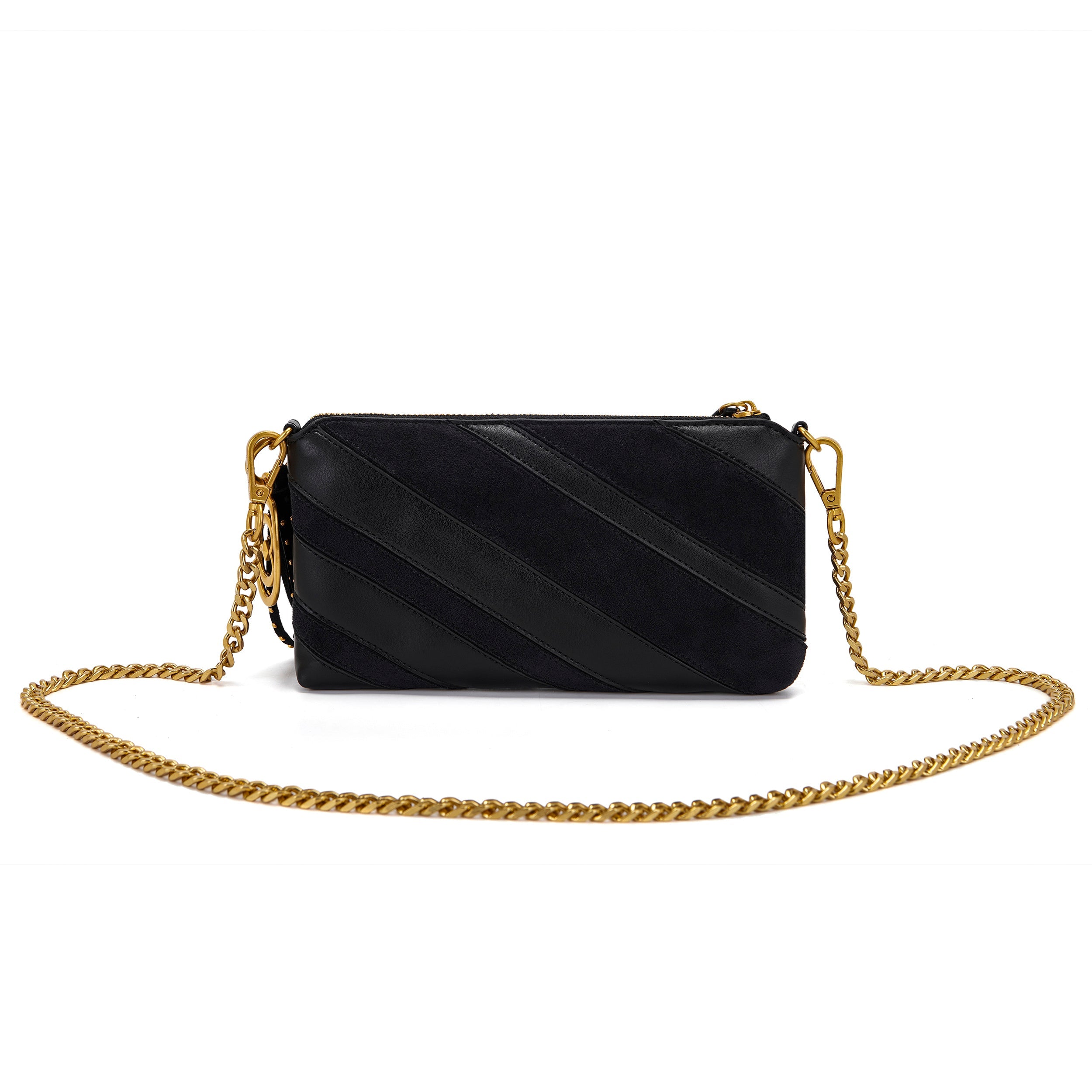 La Carrie Bag Stripes portefeuille noir rayé 25x4x13,5cm