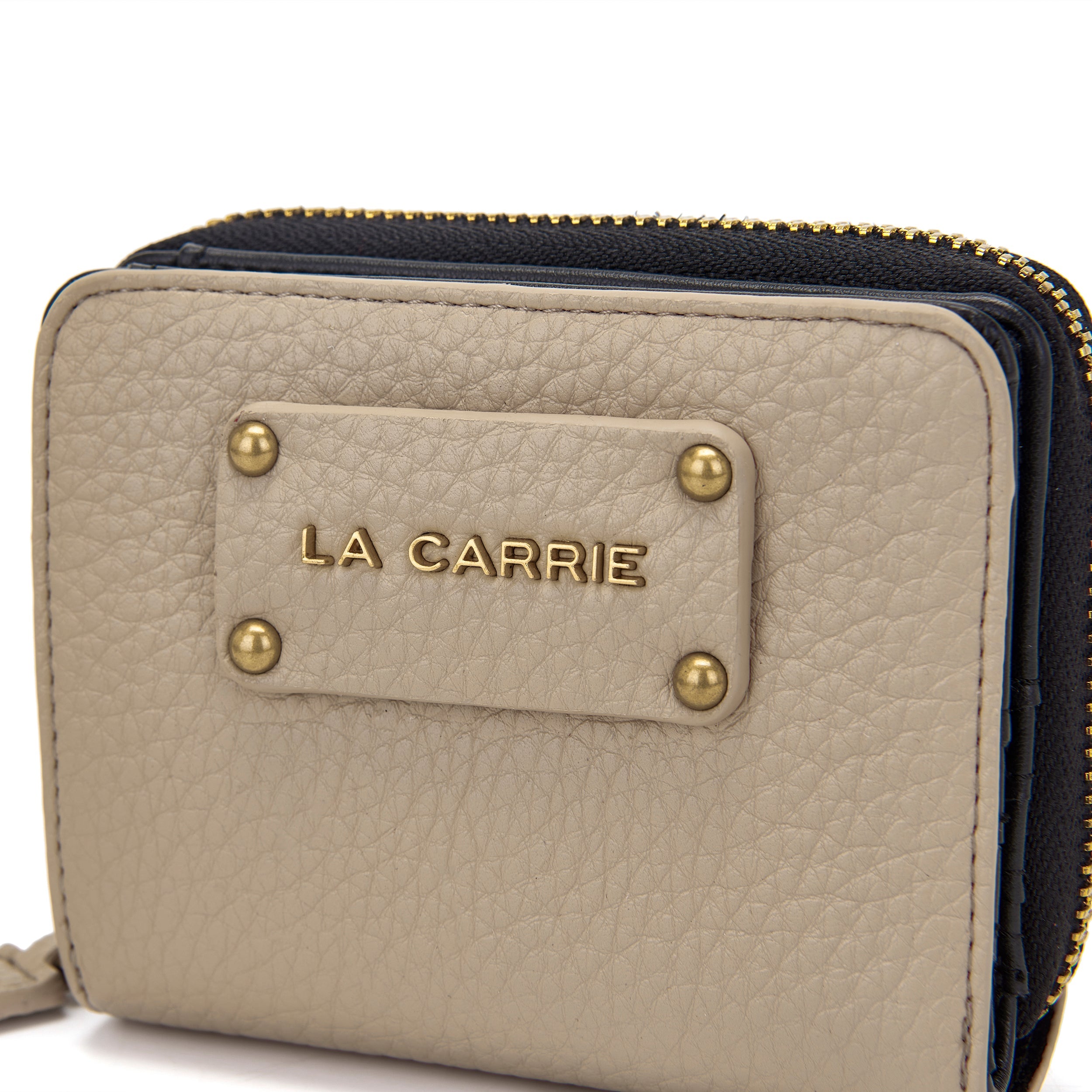 La Carrie Wallet portefeuille beige PU martelé 12x4x9cm