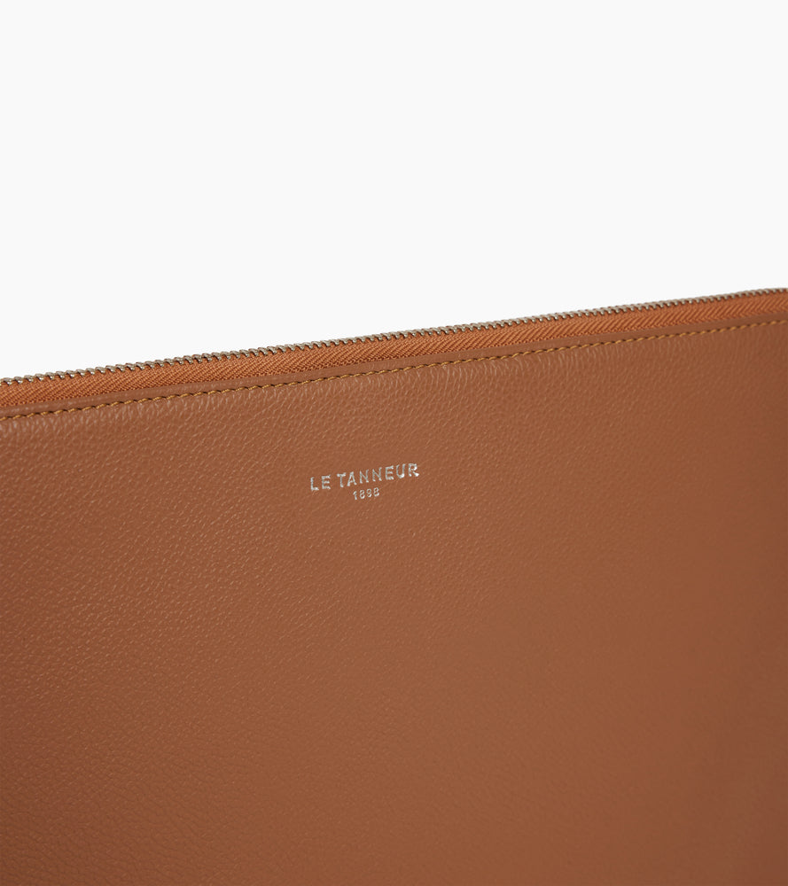 Le Tanneur pochette ordinateur 14" cuir grainé Brown Tan