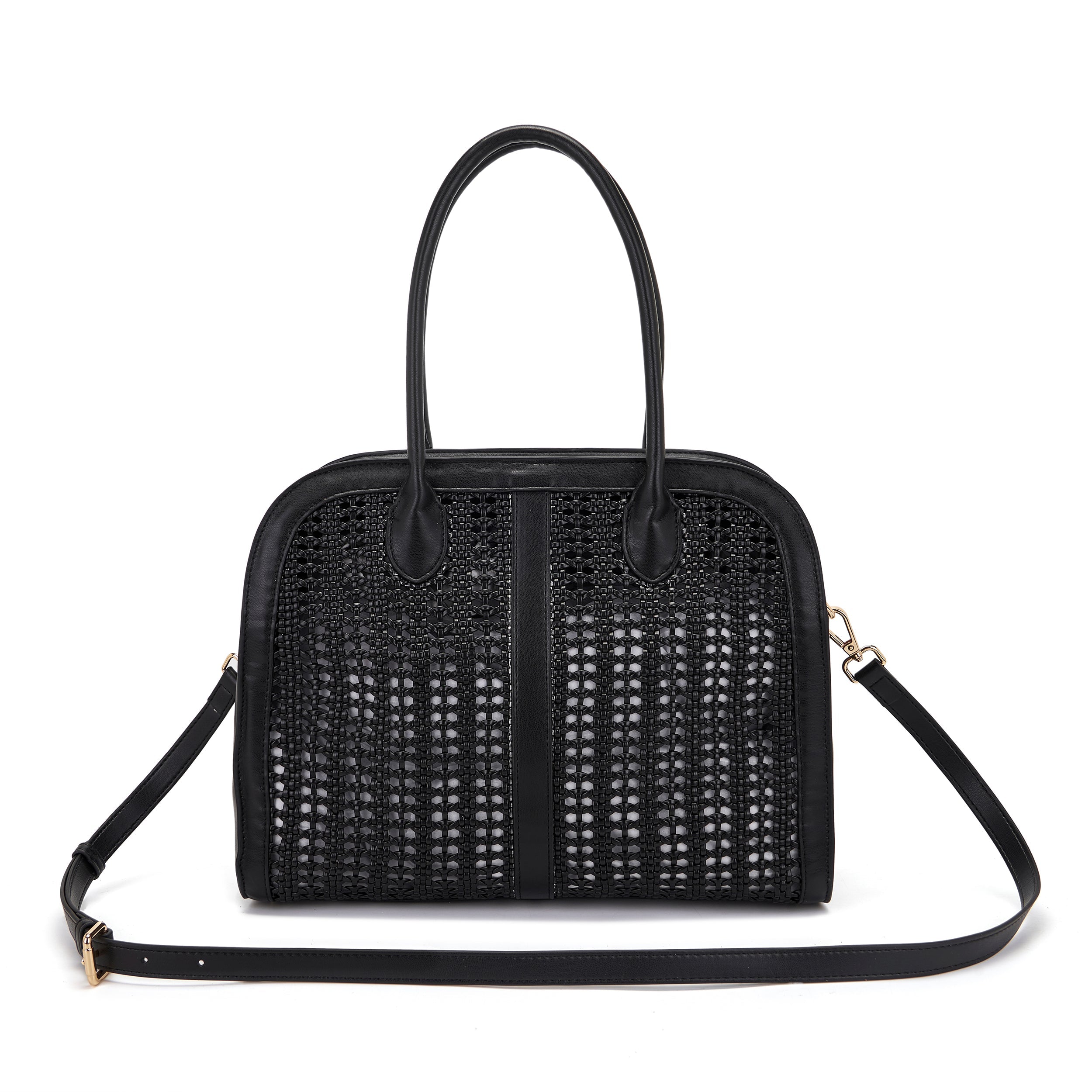 La Carrie Woven sac cabas noir tressé grand