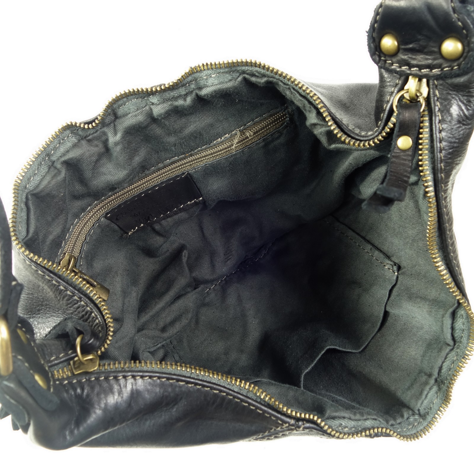 Collection Esprit Cuir ALMA sac banane noir cuir vintage
