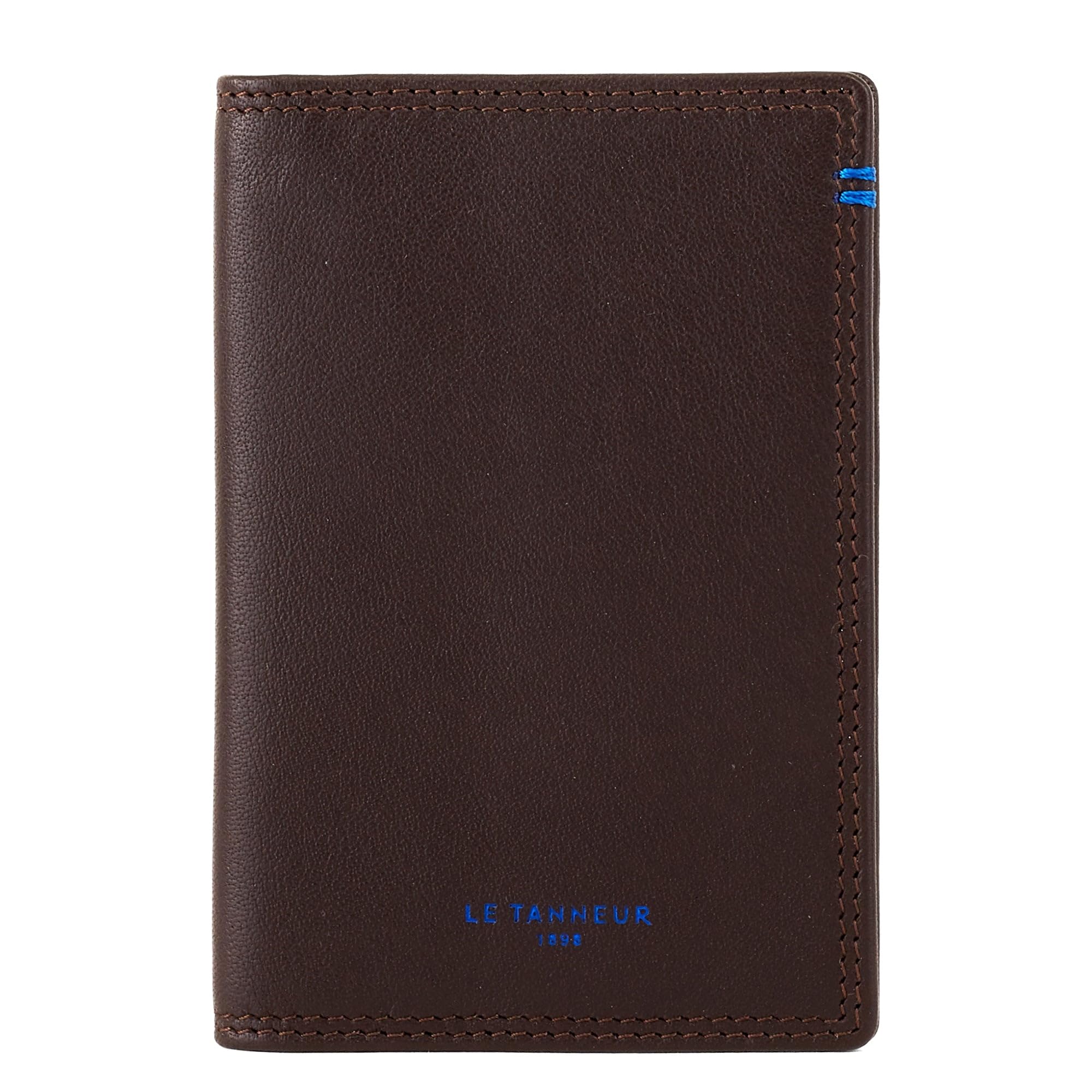 Le Tanneur porte-cartes vertical cuir lisse 6 cartes argent
