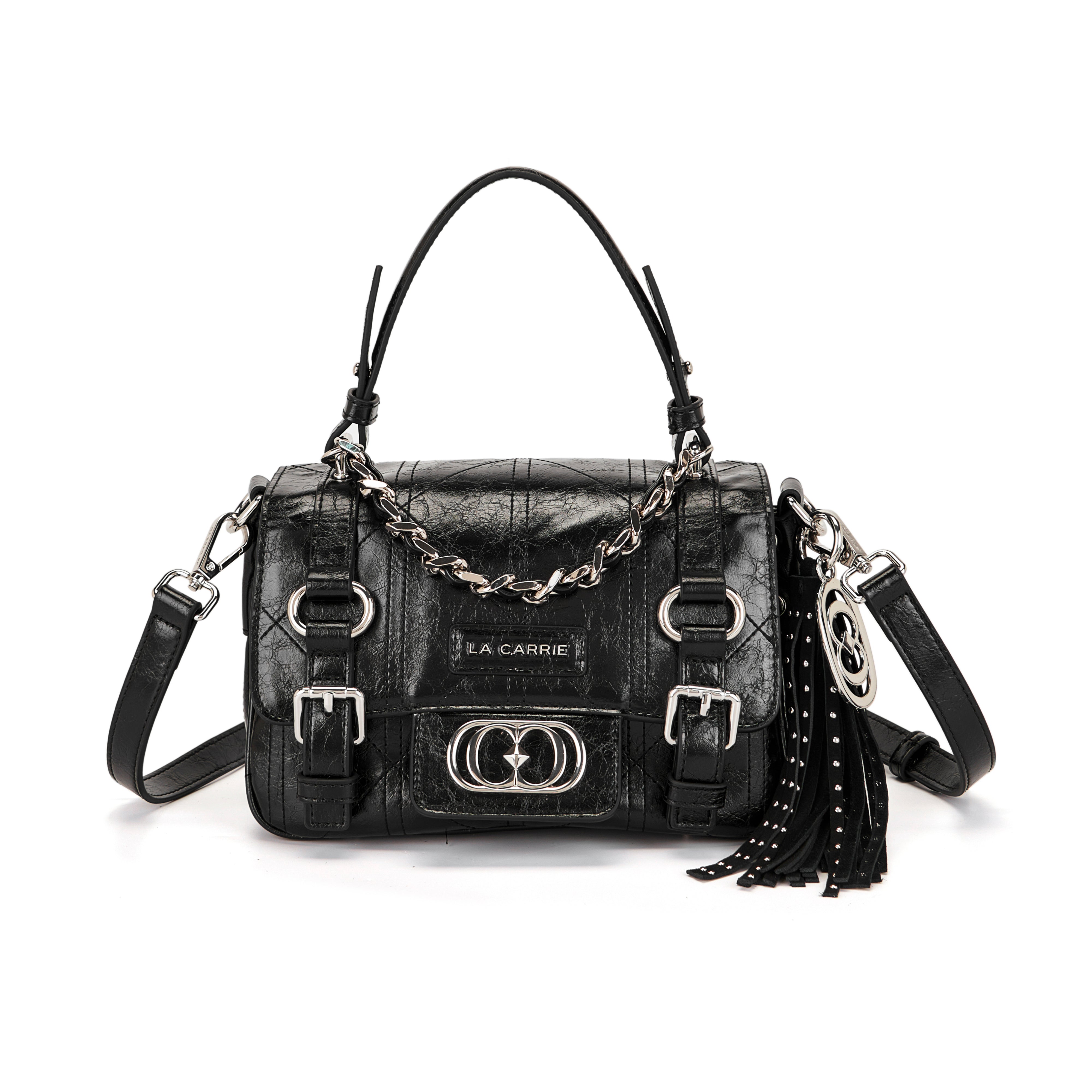 La Carrie Atena Spiderweb sac shopping noir PU 22x12x14cm