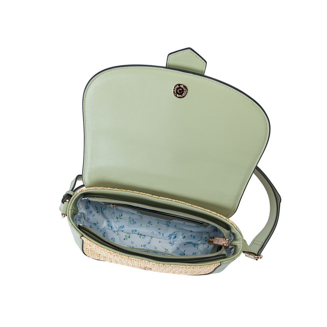 Mac Alyster Venise sac à rabat vert clair raphia