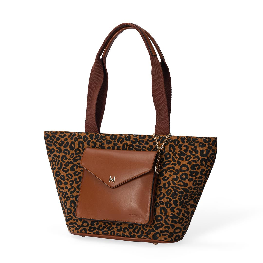MAC ALYSTER Miss Bohème sac cabas léopard lin
