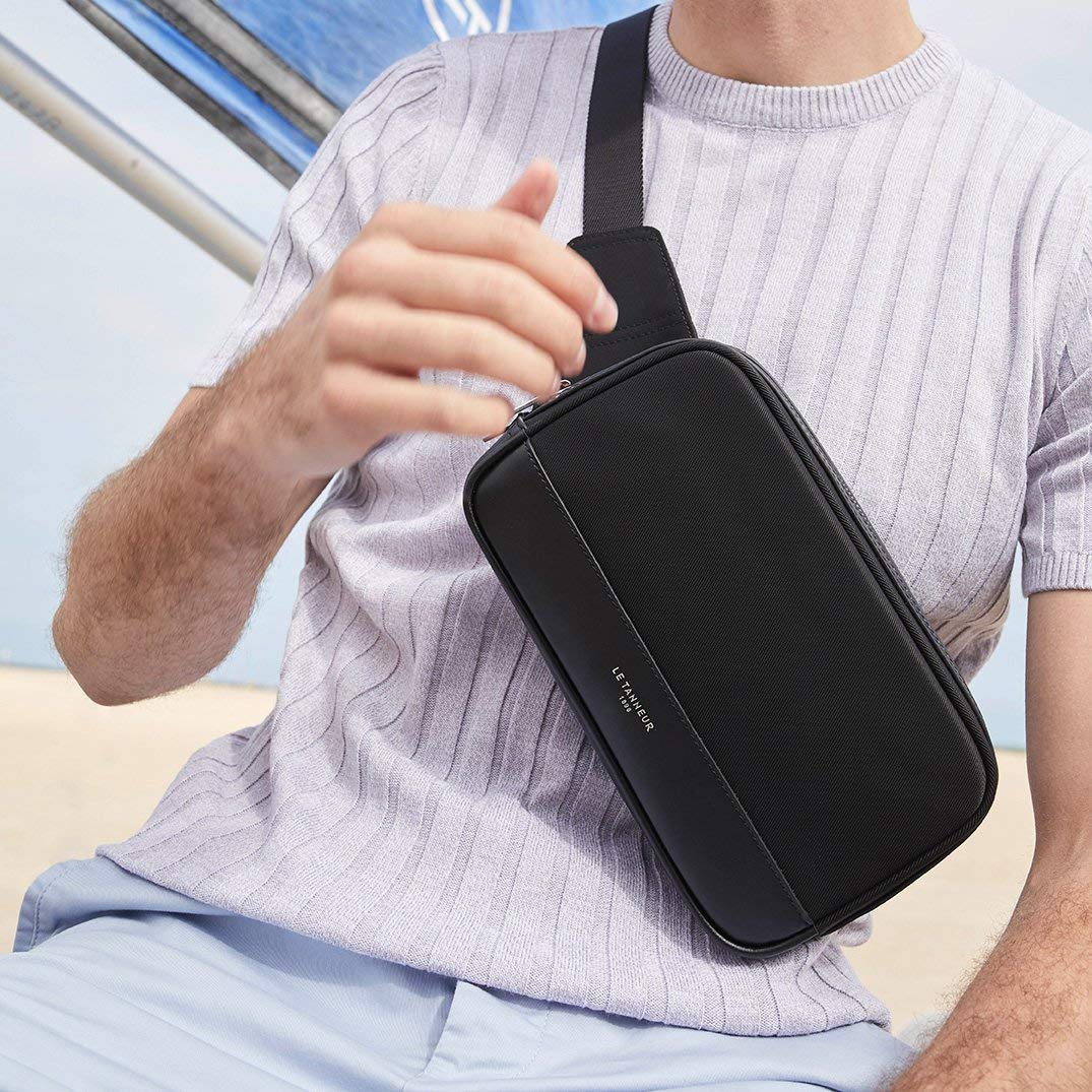 Le Tanneur Gaspard sac banane toile cuir homme