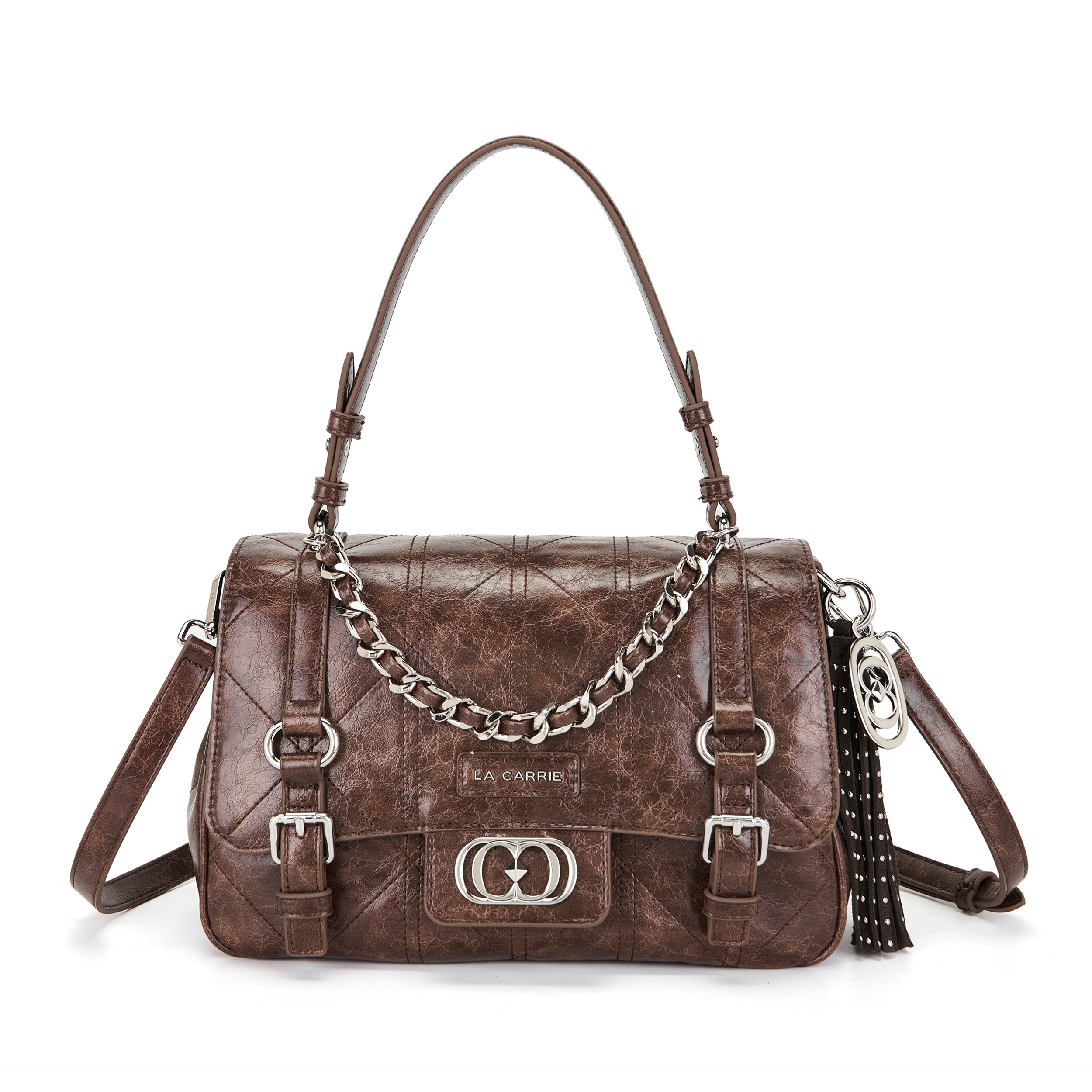 La Carrie Atena Spiderweb sac shopping marron PU