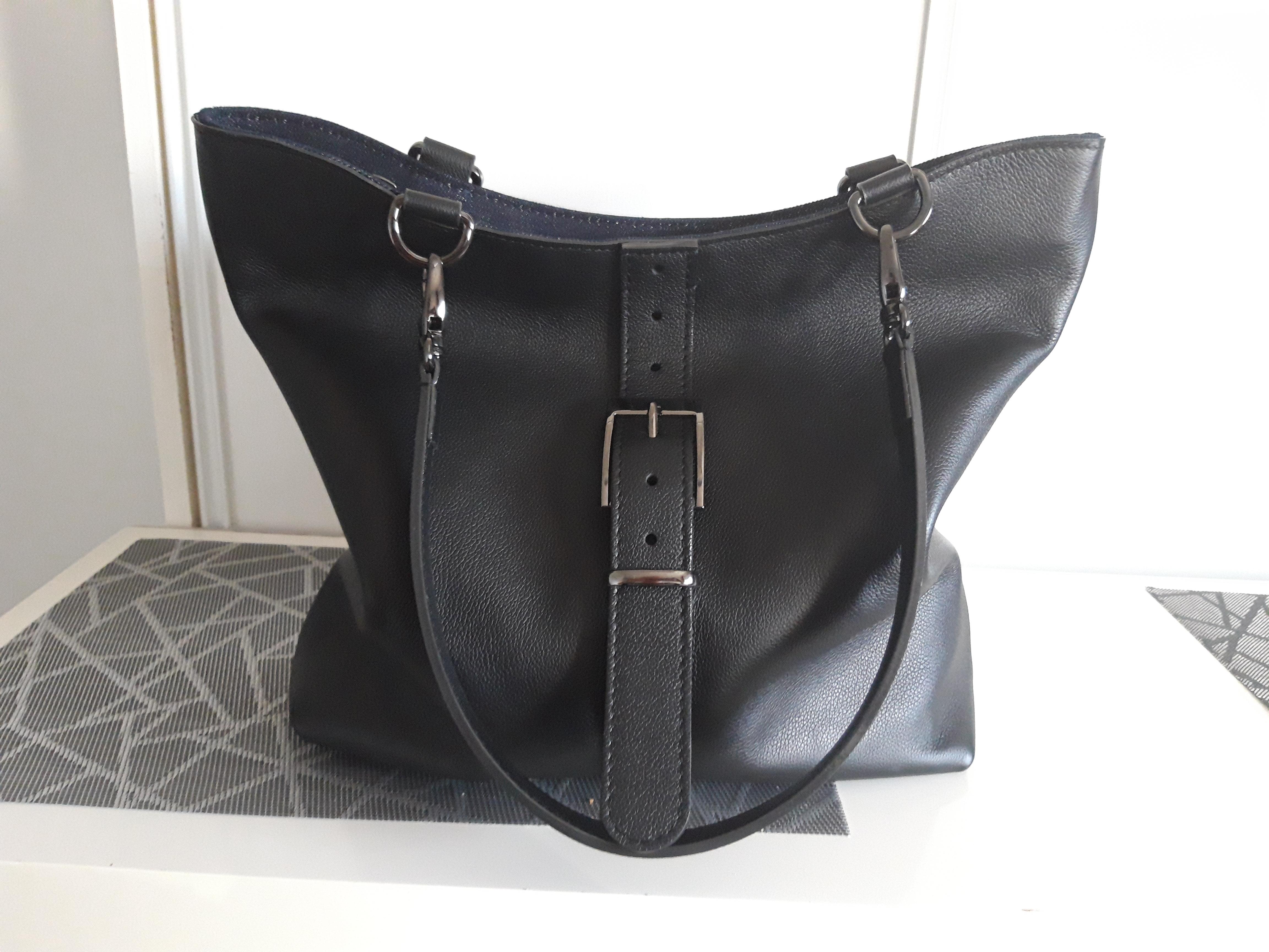 Nodie's Billy sac cabas cuir noir grainé grand format