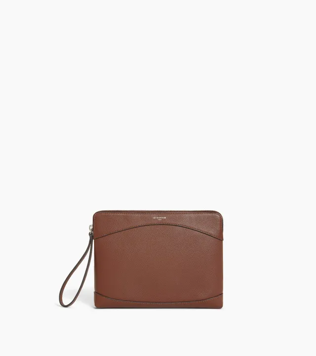 Le Tanneur pochette cuir grainé zippée dragonne femme